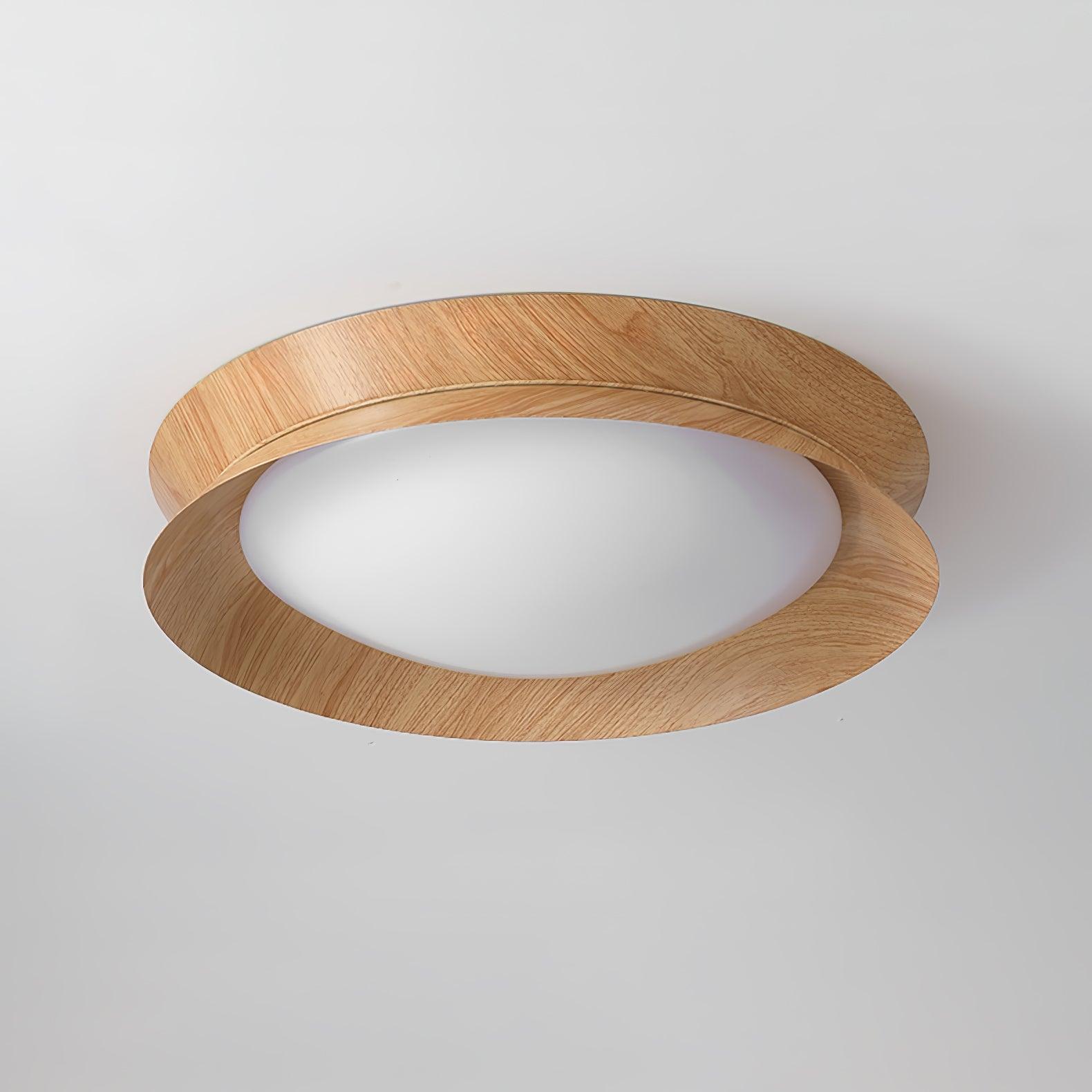 Solara Ceiling Light Wood Ring Double Half Round Nordic - Letslighting