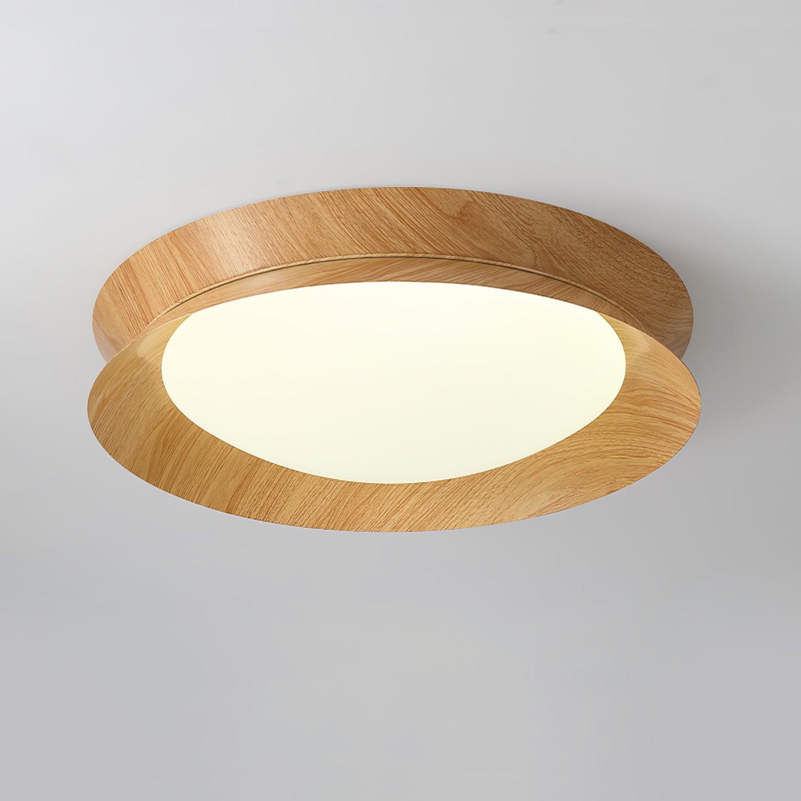 Solara Ceiling Light Wood Ring Double Half Round Nordic - Letslighting
