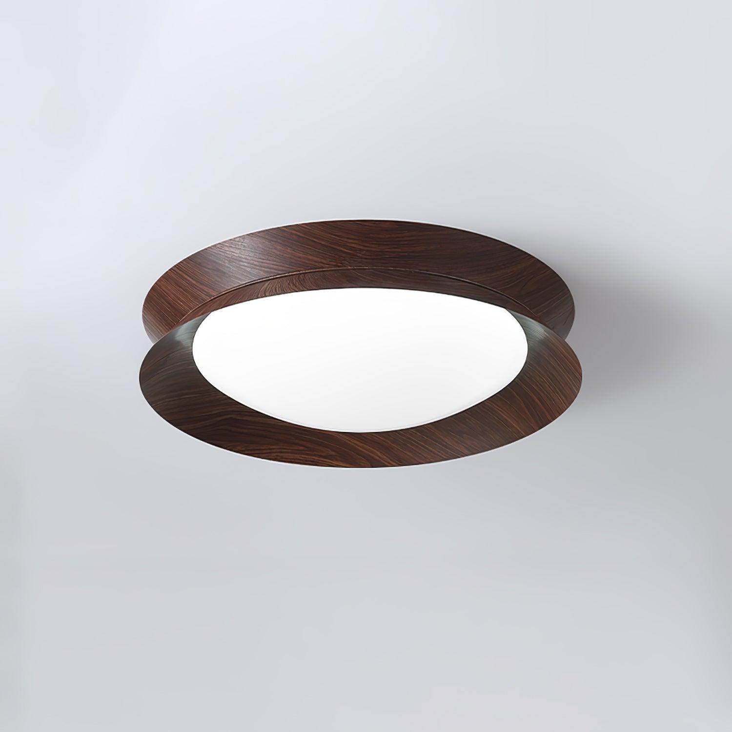 Solara Ceiling Light Wood Ring Double Half Round Nordic - Letslighting
