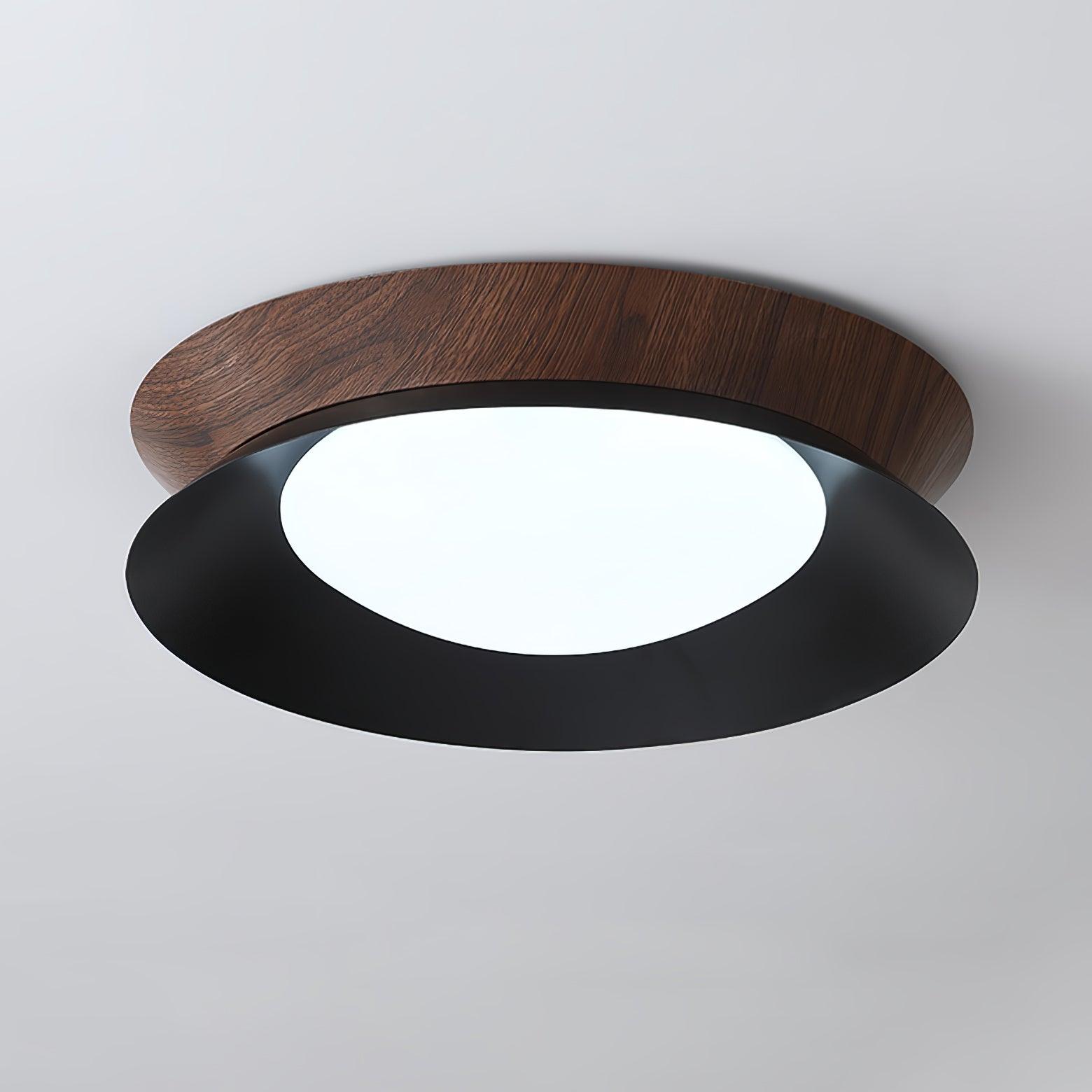 Solara Ceiling Light Wood Ring Double Half Round Nordic - Letslighting