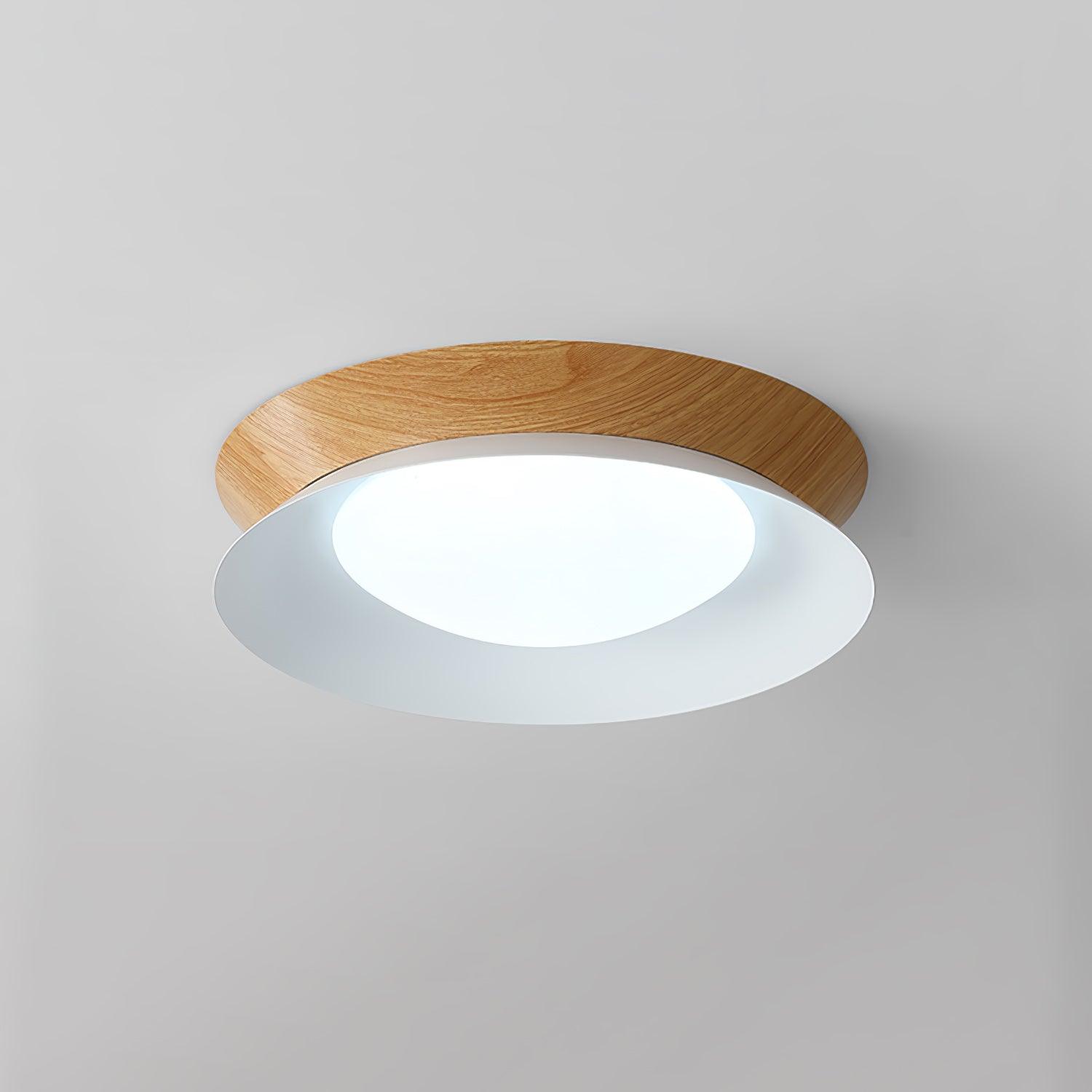 Solara Ceiling Light Wood Ring Double Half Round Nordic - Letslighting