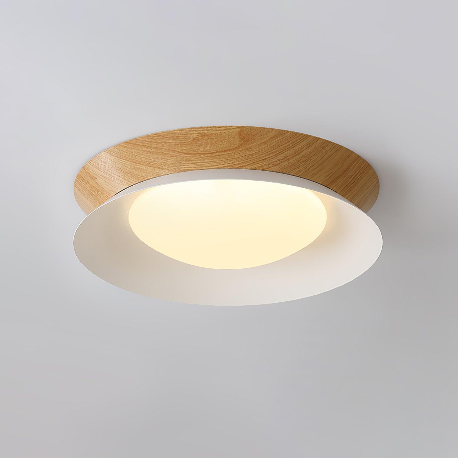 Solara Ceiling Light Wood Ring Double Half Round Nordic - Letslighting