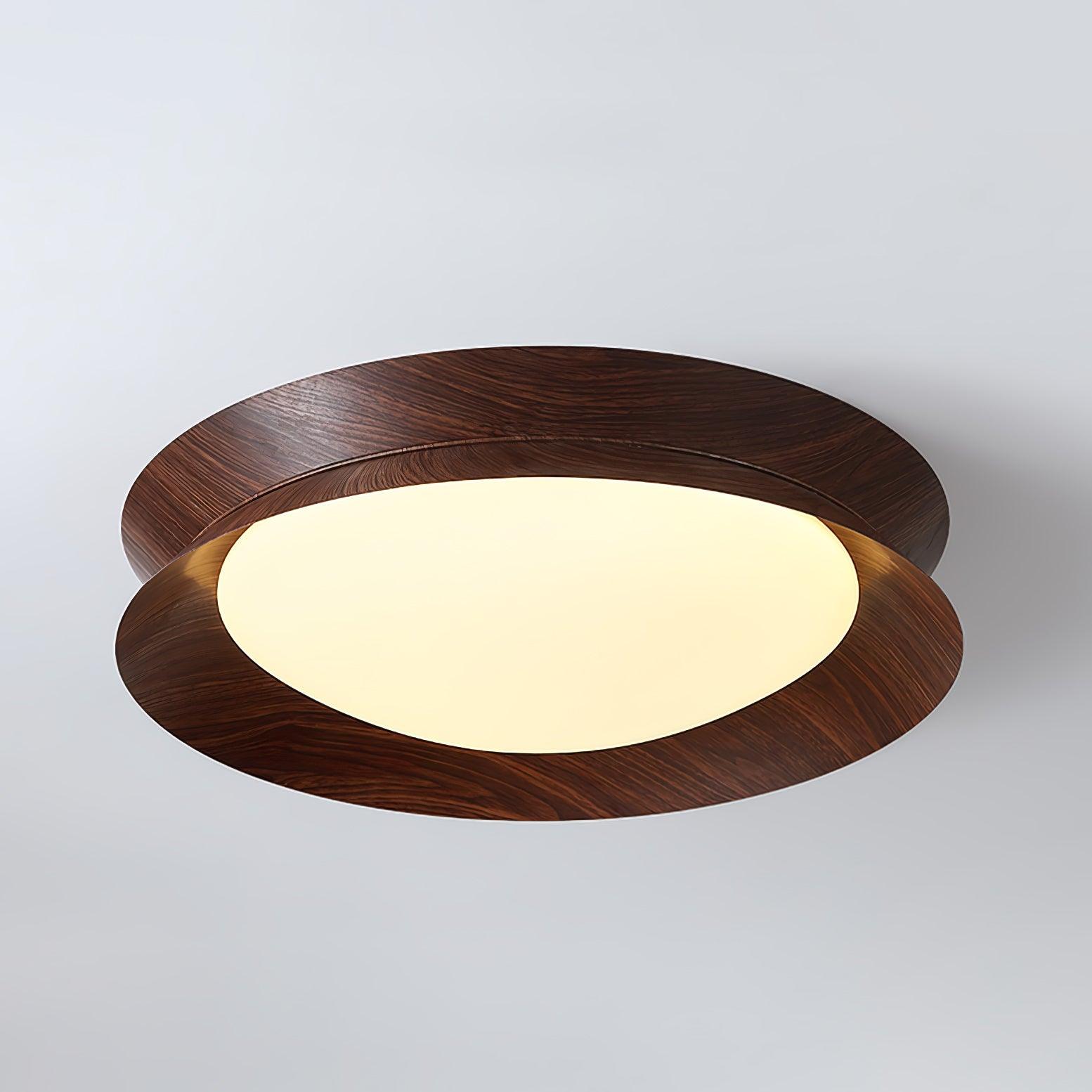 Solara Ceiling Light Wood Ring Double Half Round Nordic - Letslighting
