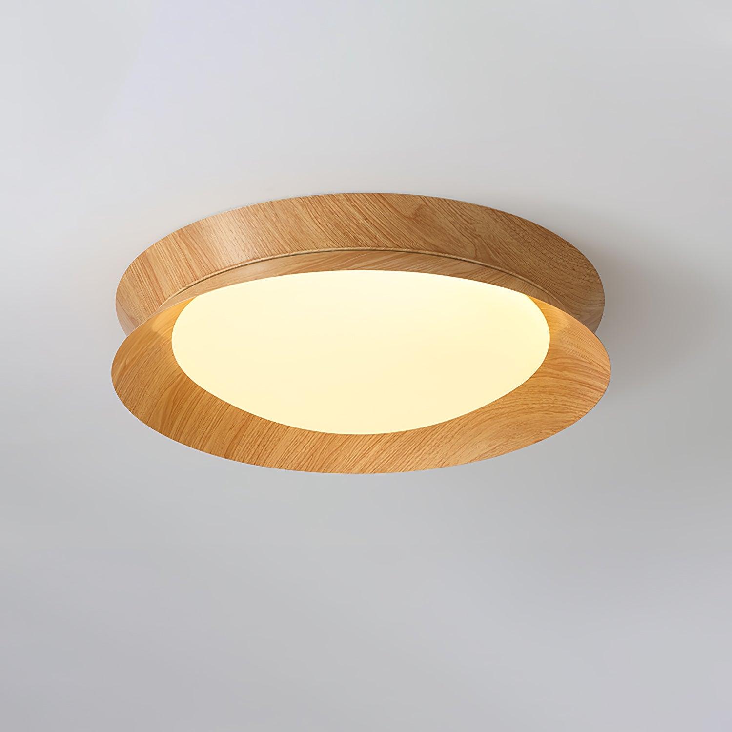 Solara Ceiling Light Wood Ring Double Half Round Nordic - Letslighting