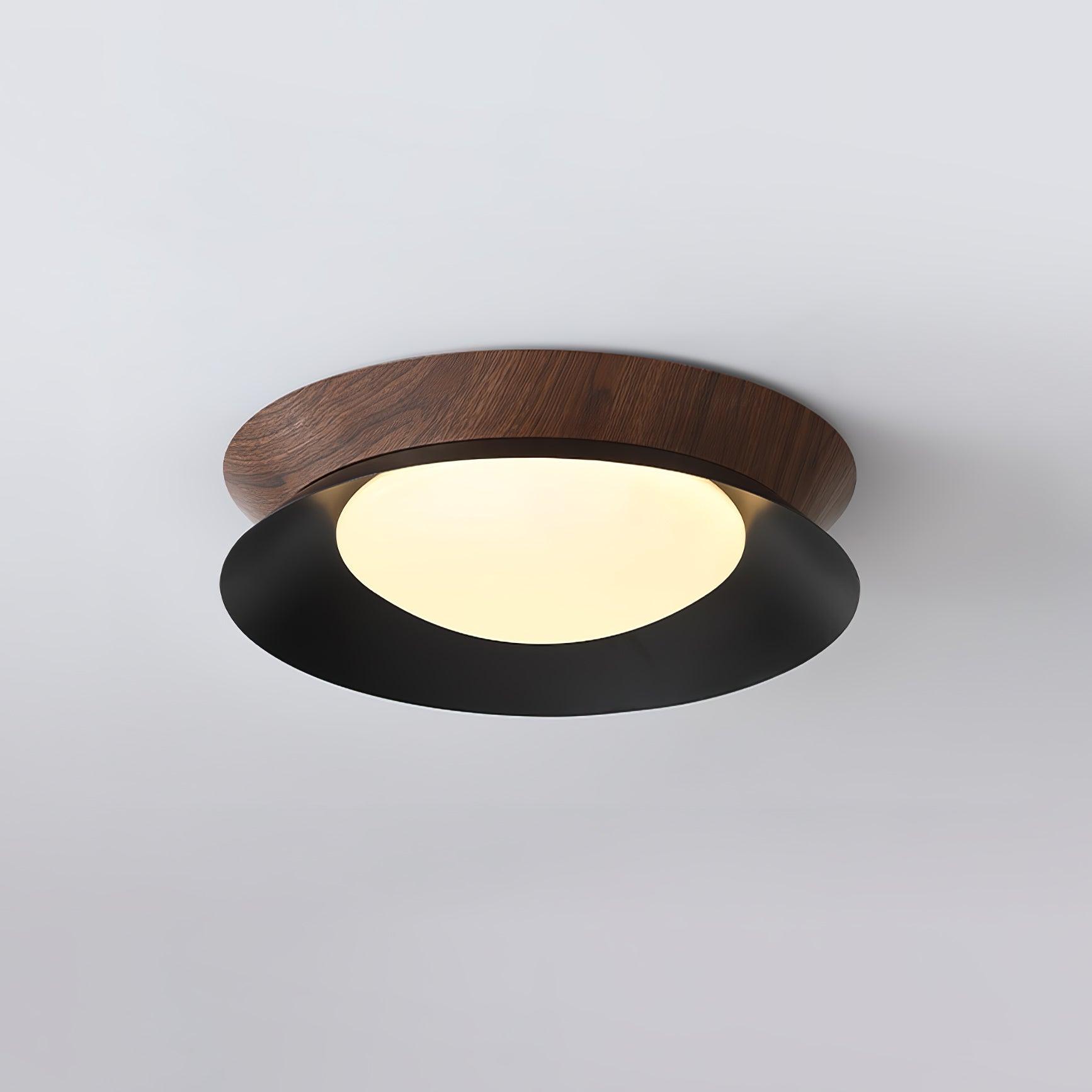 Solara Ceiling Light Wood Ring Double Half Round Nordic - Letslighting