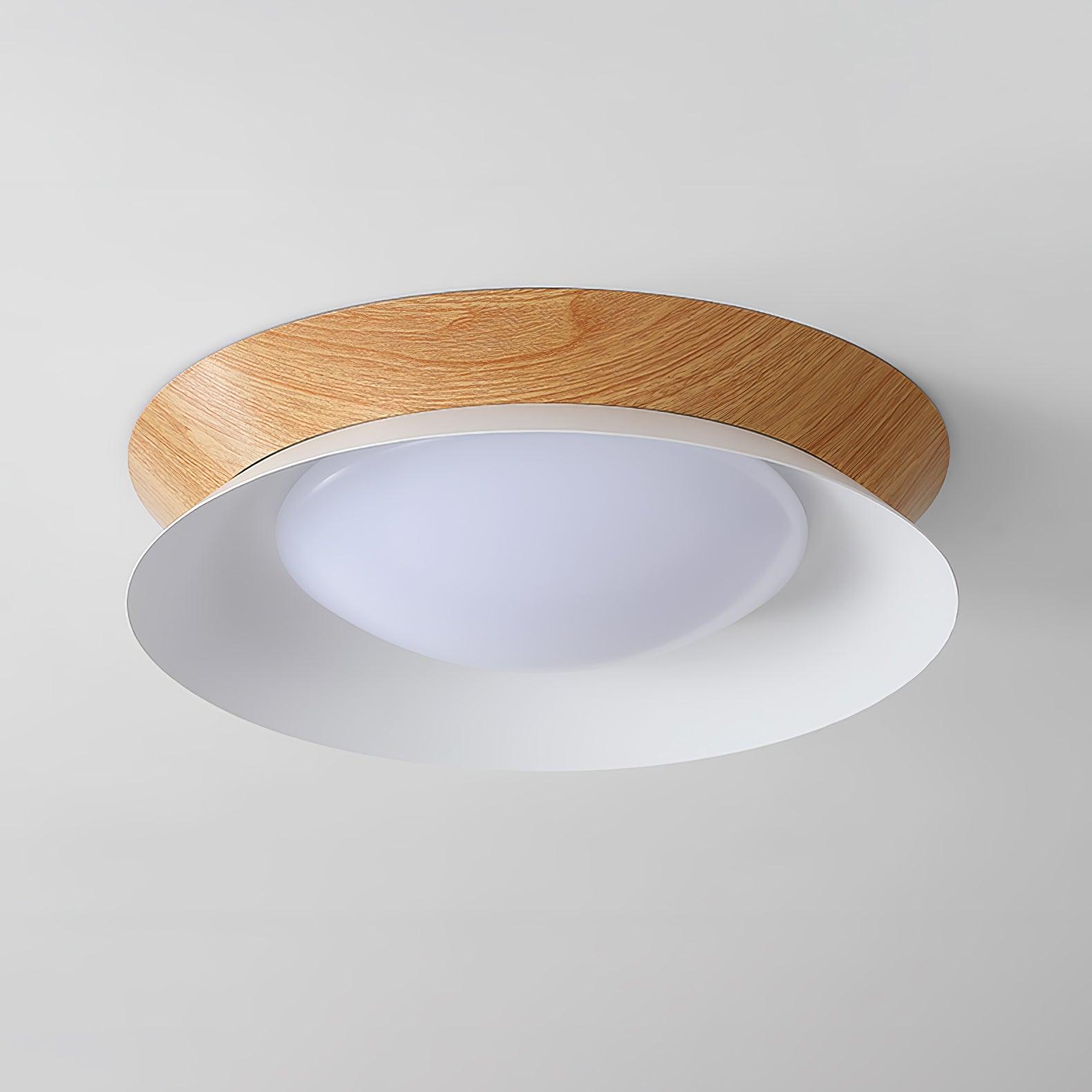 Solara Ceiling Light Wood Ring Double Half Round Nordic - Letslighting