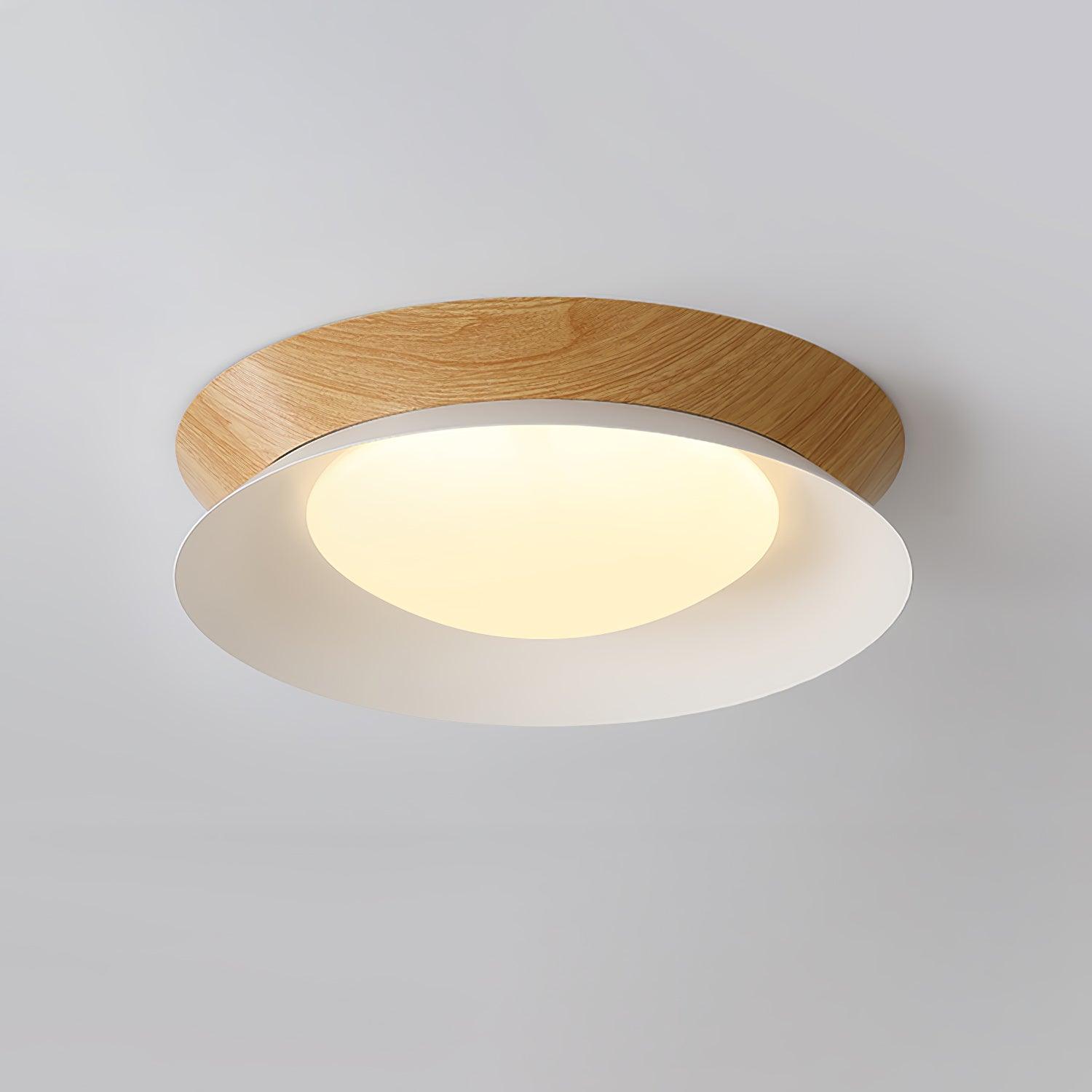 Solara Ceiling Light Wood Ring Double Half Round Nordic - Letslighting