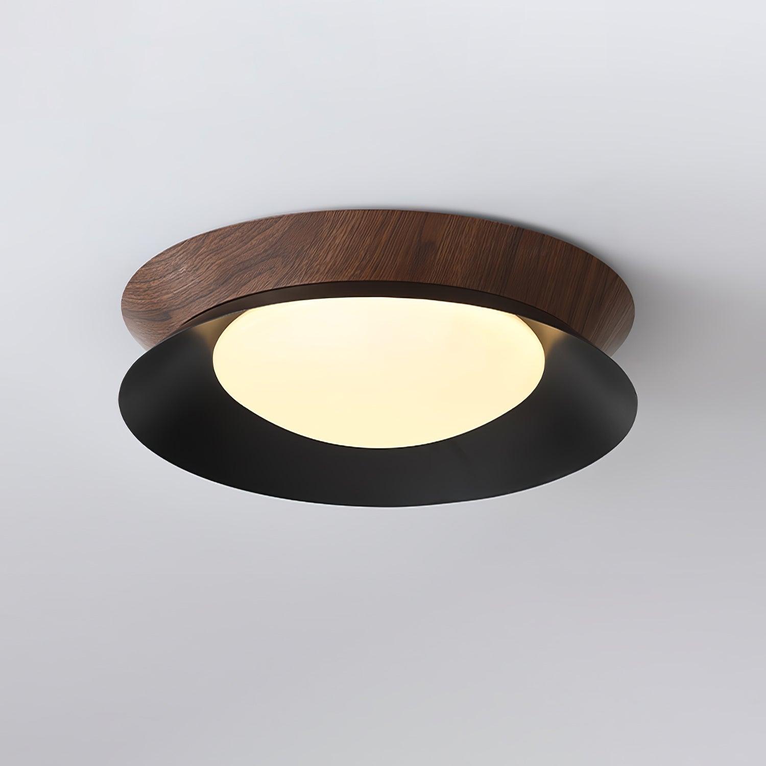 Solara Ceiling Light Wood Ring Double Half Round Nordic - Letslighting