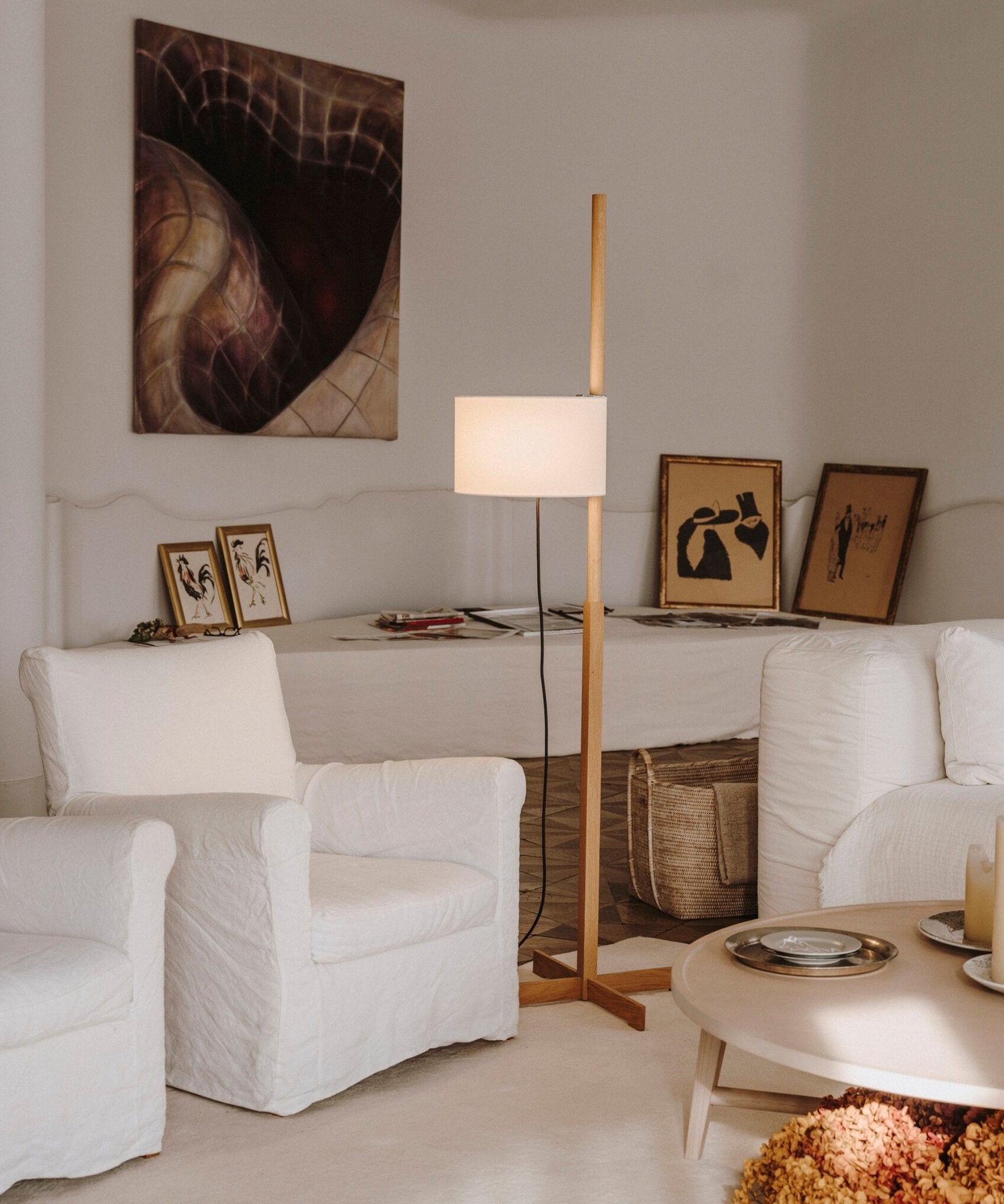 Torna Wood Fabric Floor Lamp - Letslighting