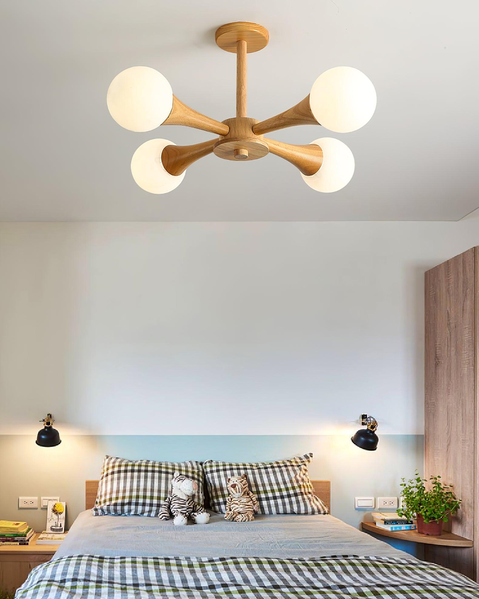 Lustra Chandelier Wooden Globe Retro - Letslighting