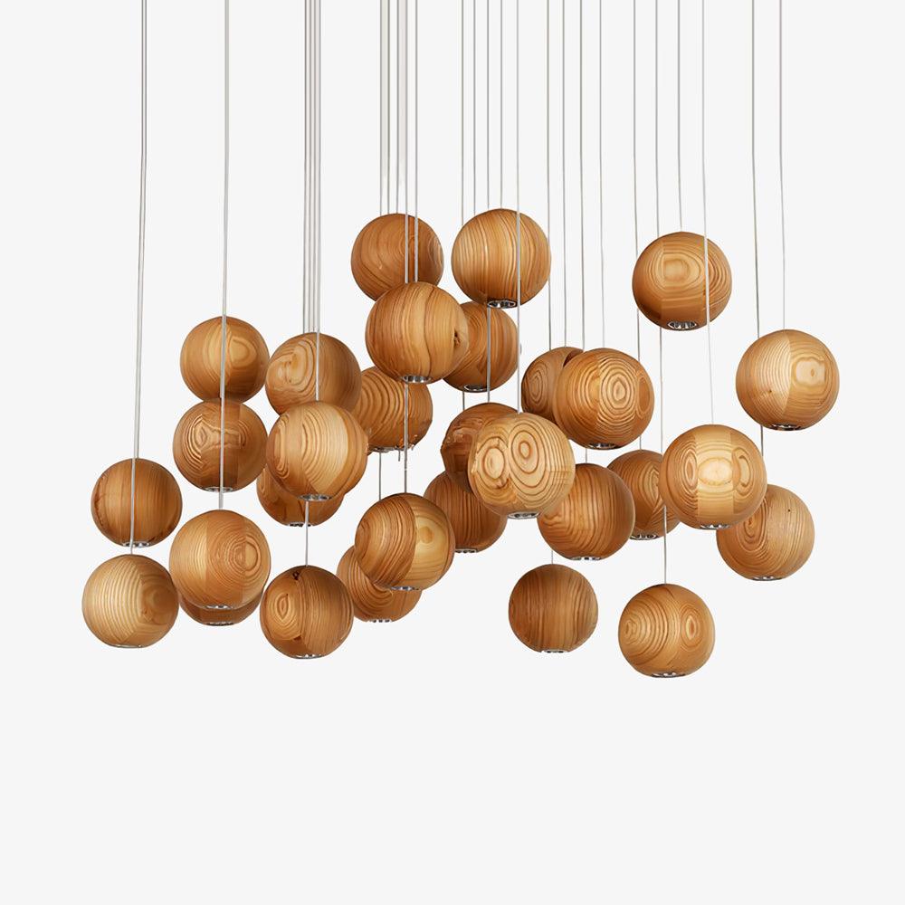 Ulvararis Nordic Orb Sphere Cluster Wooden Pendant Light - Letslighting