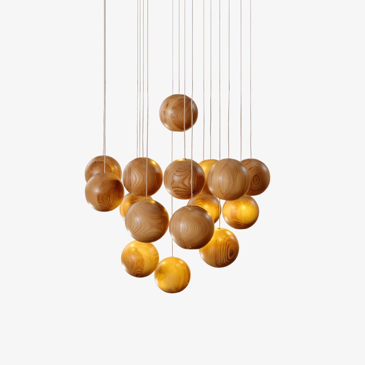 Ulvararis Nordic Orb Sphere Cluster Wooden Pendant Light - Letslighting