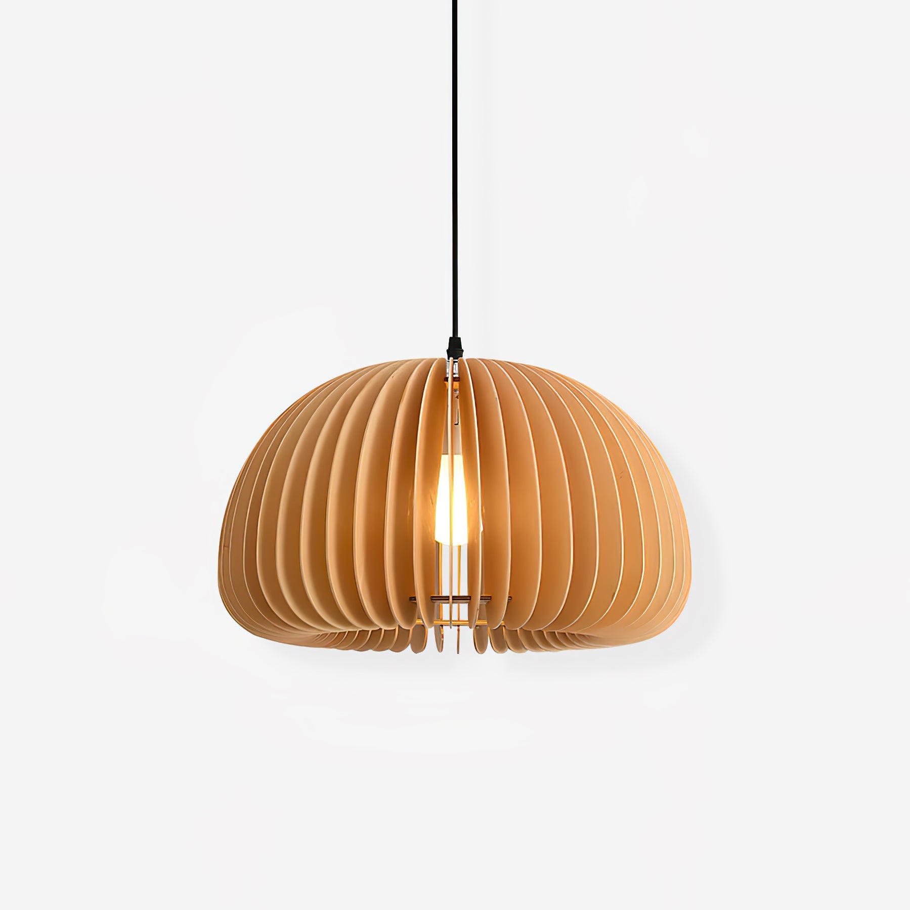 Solara Pendant Lamp Wood Pumpkin Dome Nordic - Letslighting