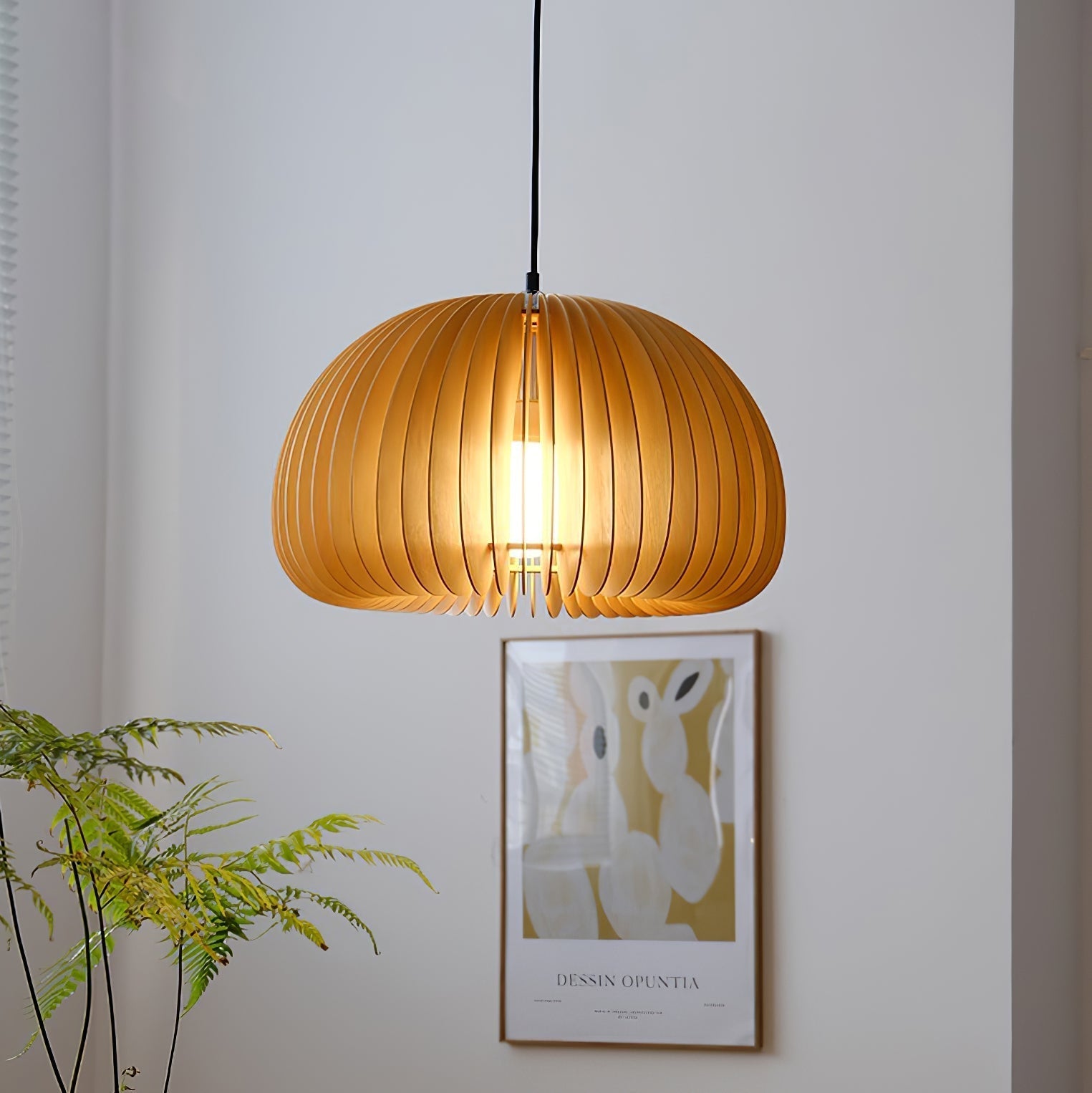 Solara Pendant Lamp Wood Pumpkin Dome Nordic - Letslighting