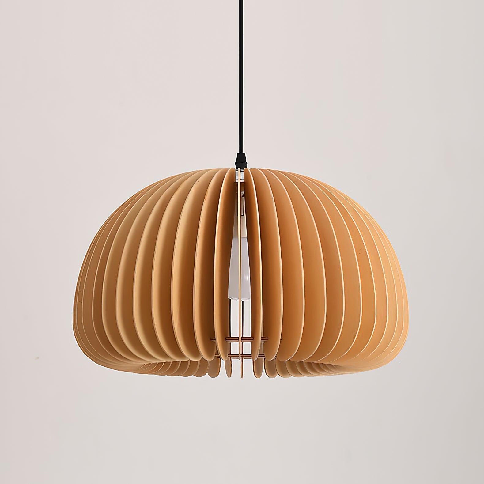 Solara Pendant Lamp Wood Pumpkin Dome Nordic - Letslighting