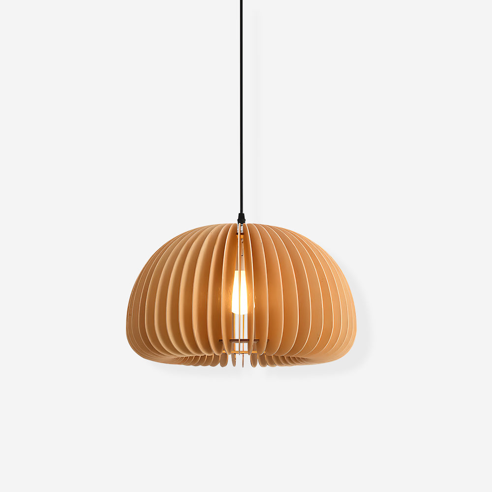 Solara Pendant Lamp Wood Pumpkin Dome Nordic - Letslighting