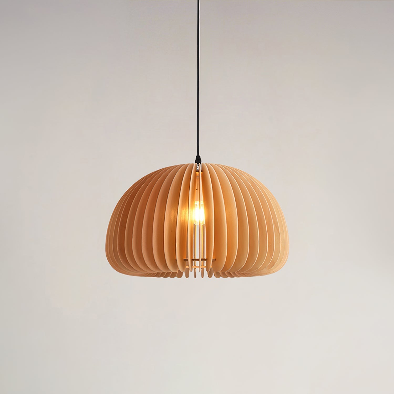 Solara Pendant Lamp Wood Pumpkin Dome Nordic - Letslighting