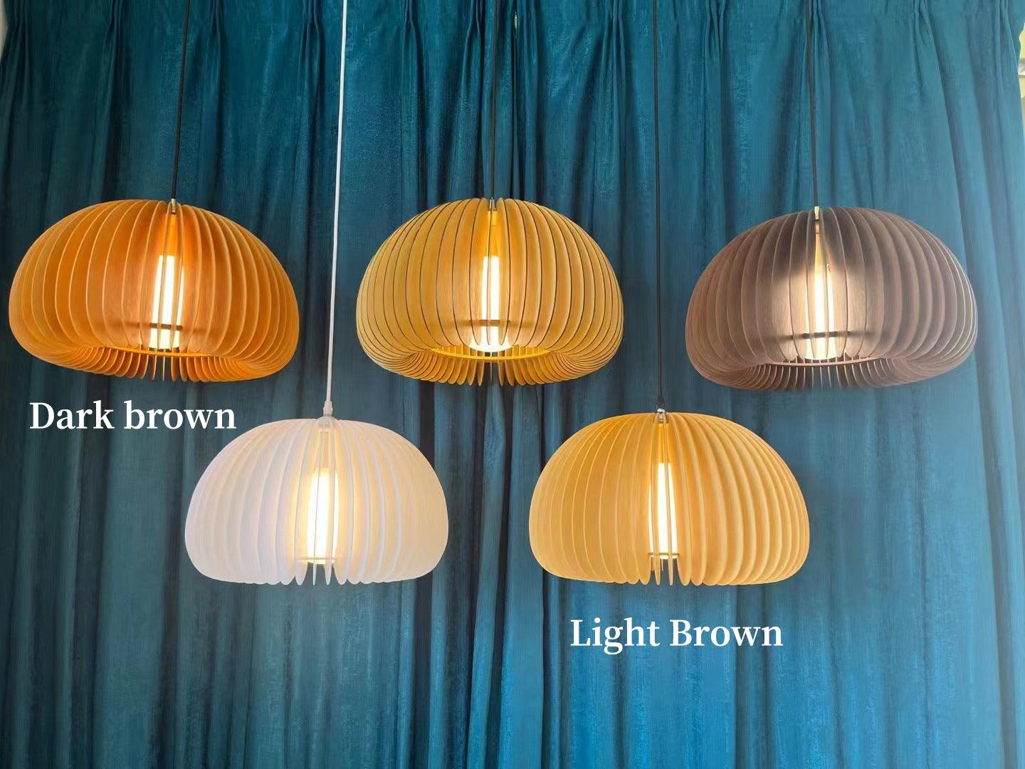 Solara Pendant Lamp Wood Pumpkin Dome Nordic - Letslighting