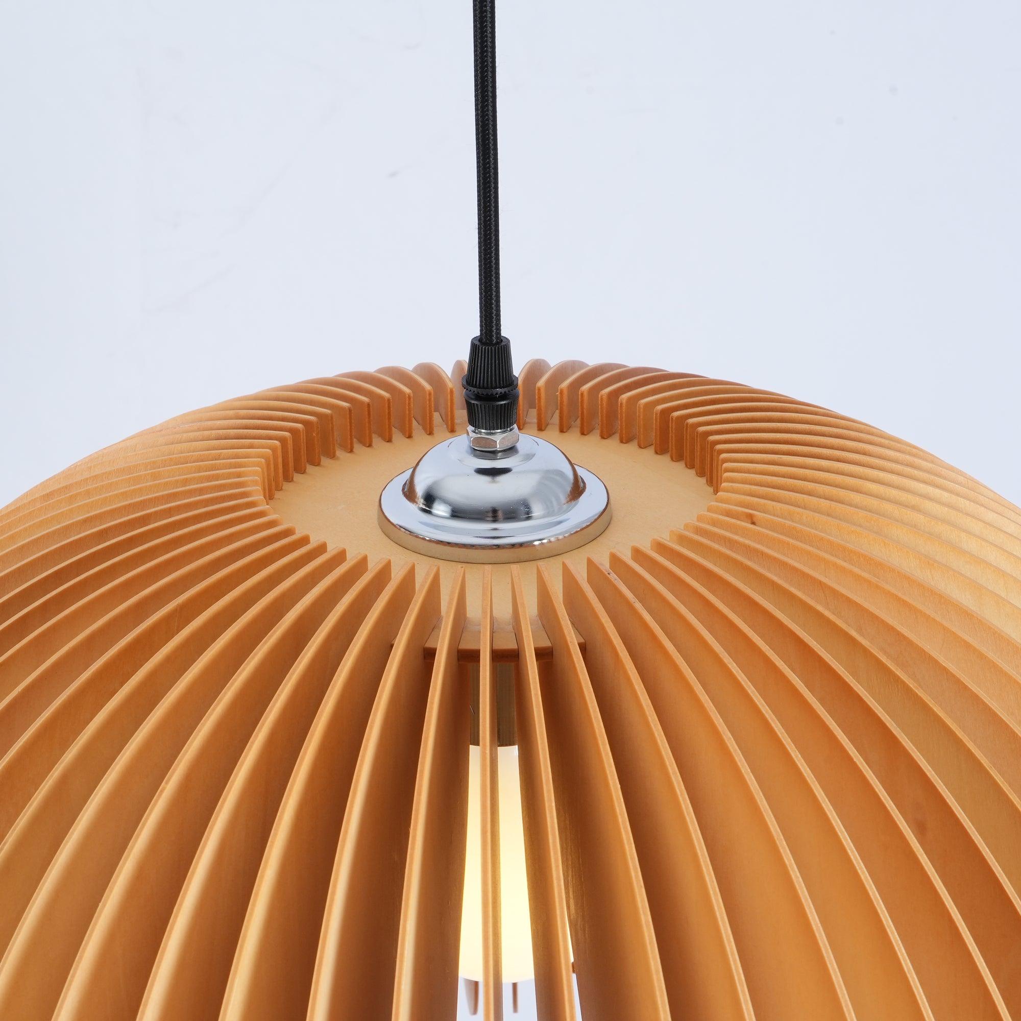 Solara Pendant Lamp Wood Pumpkin Dome Nordic - Letslighting
