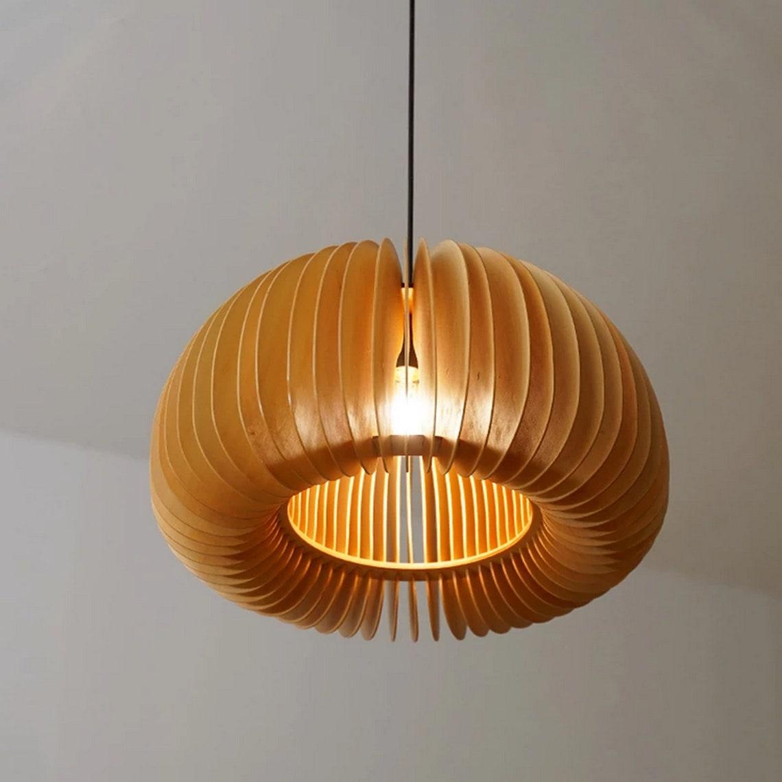 Solara Pendant Lamp Wood Pumpkin Dome Nordic - Letslighting