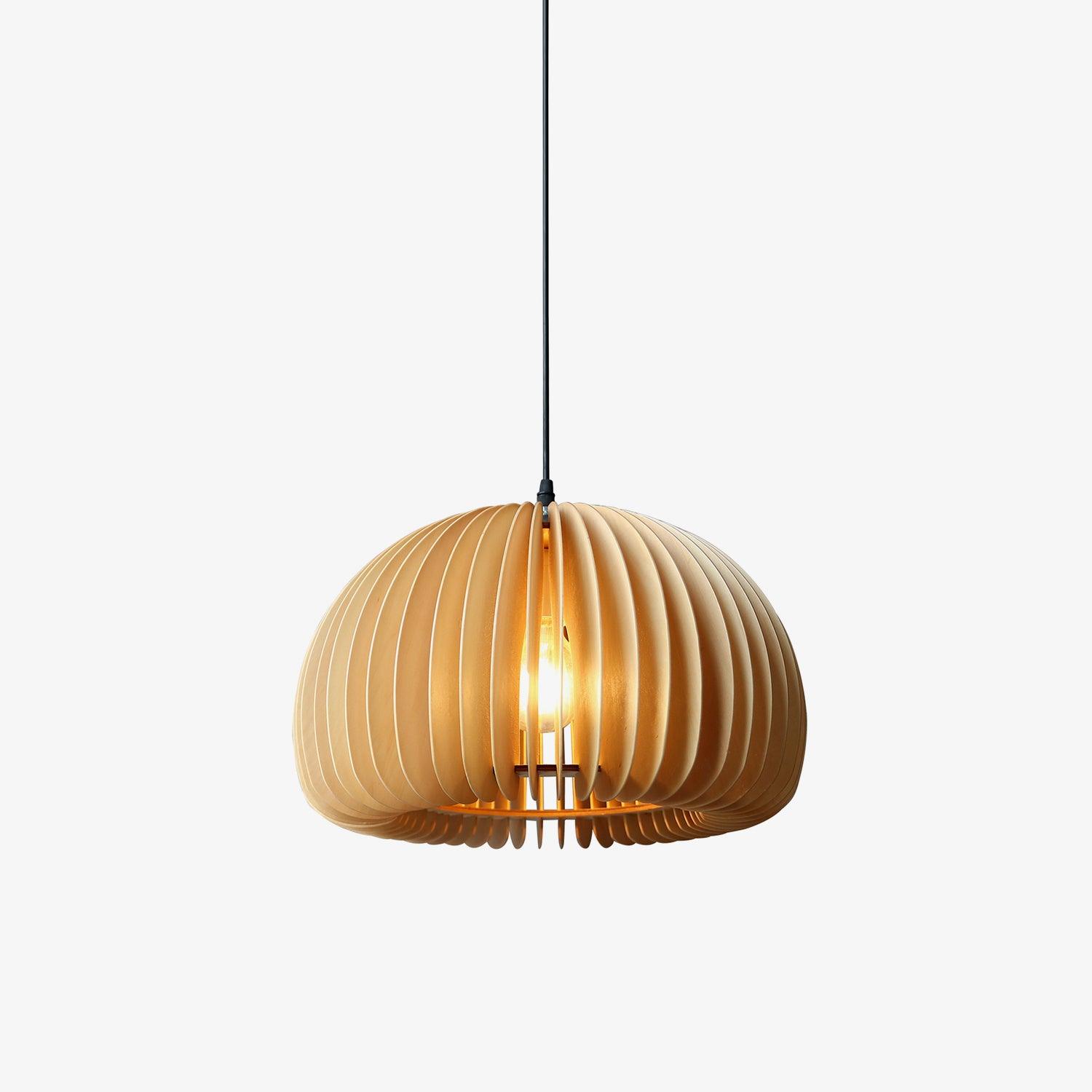 Solara Pendant Lamp Wood Pumpkin Dome Nordic - Letslighting