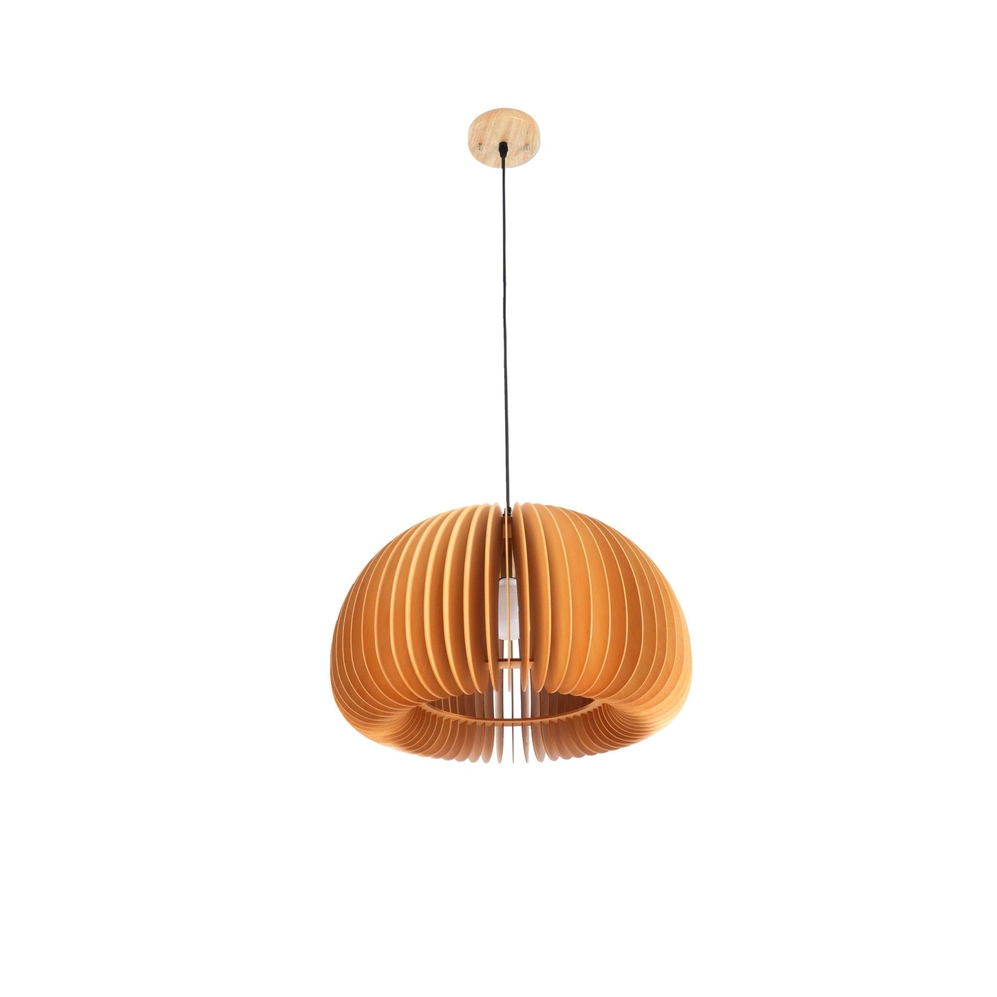 Solara Pendant Lamp Wood Pumpkin Dome Nordic - Letslighting