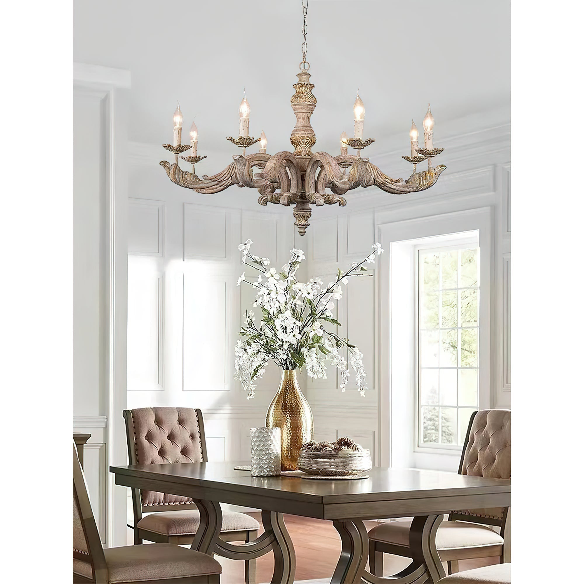 Vovynan Luxury Roman Column Wooden Chandelier - Letslighting