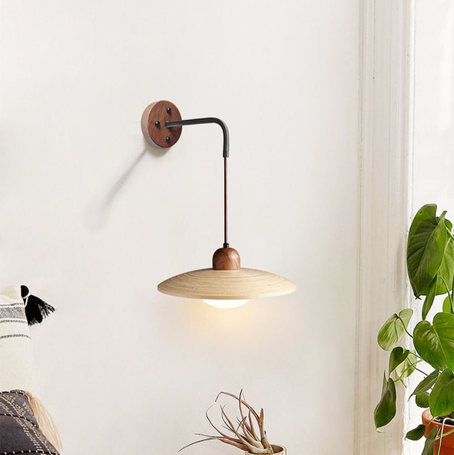 Saucer Minimalist Bamboo Wall Light