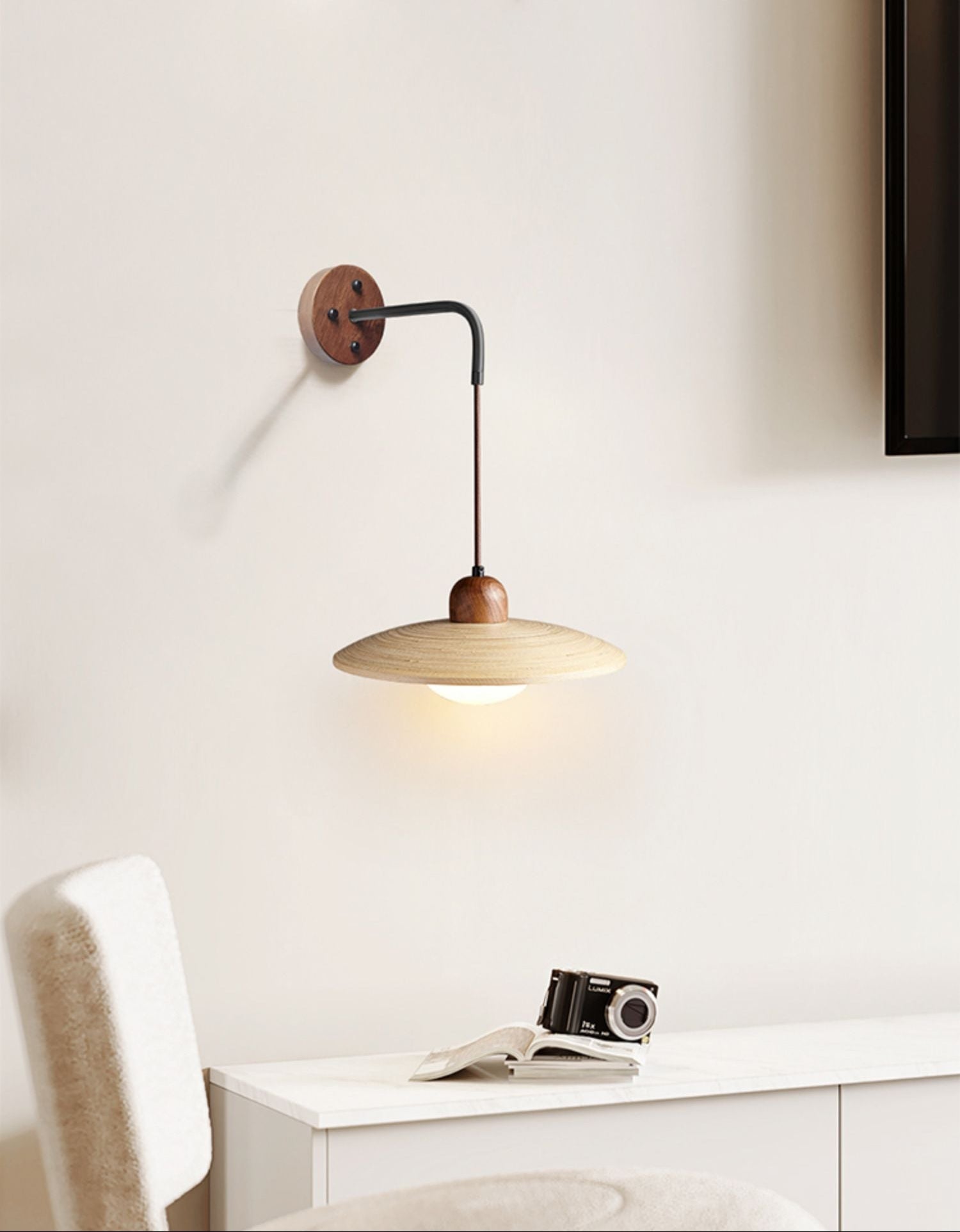 Saucer Minimalist Bamboo Wall Light