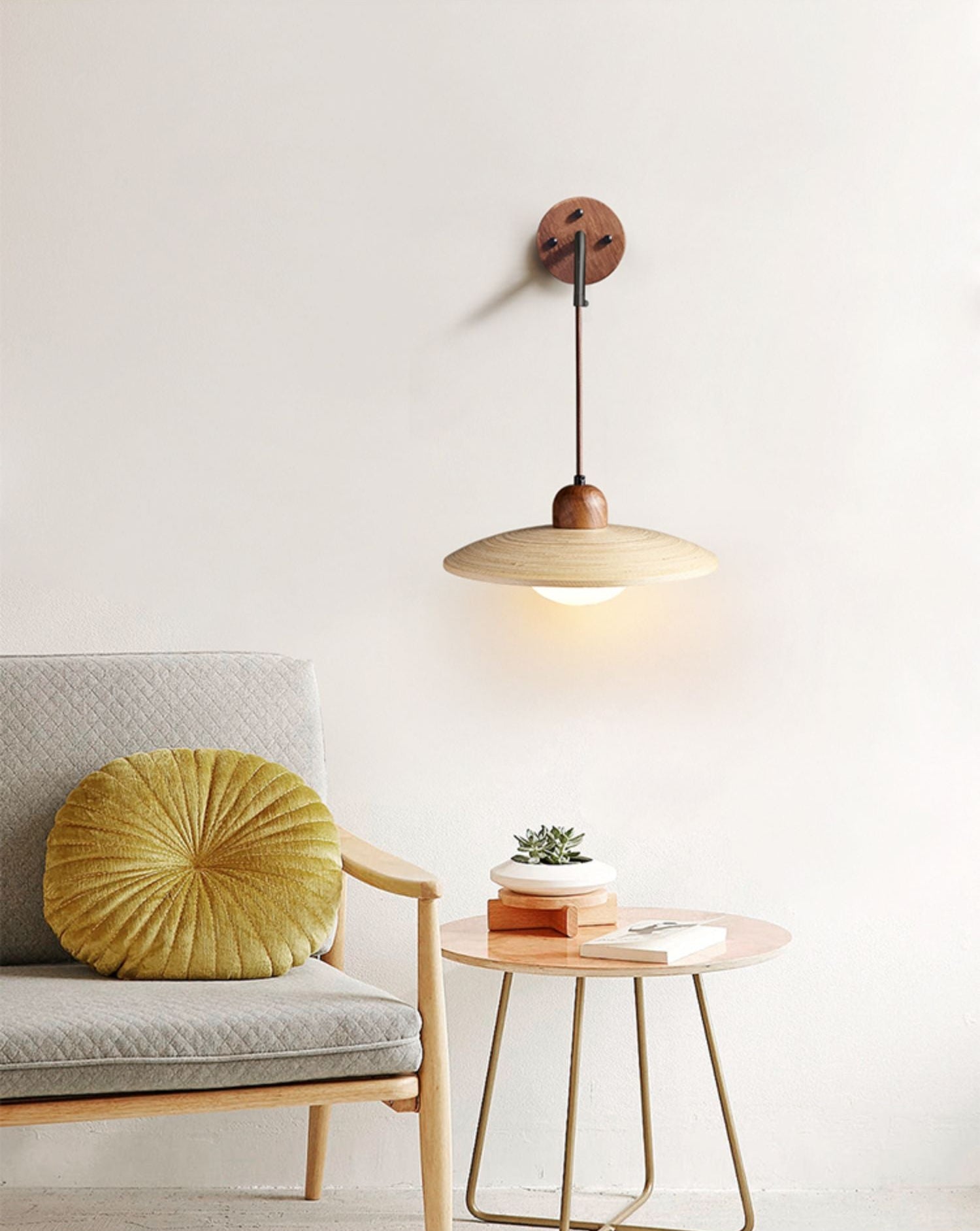 Saucer Minimalist Bamboo Wall Light