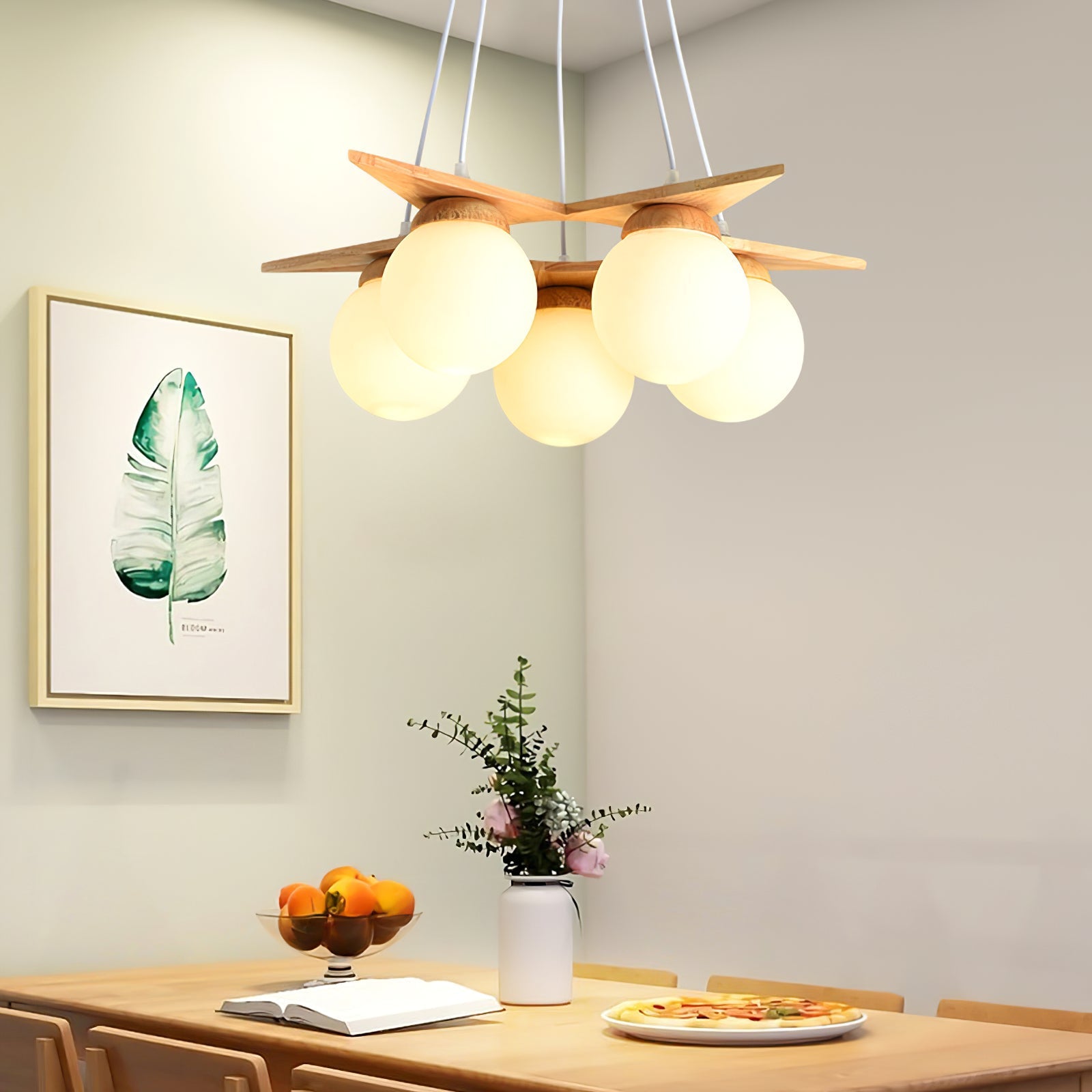Zothaus Premium Nordic Star Glass Wooden Chandelier - Letslighting