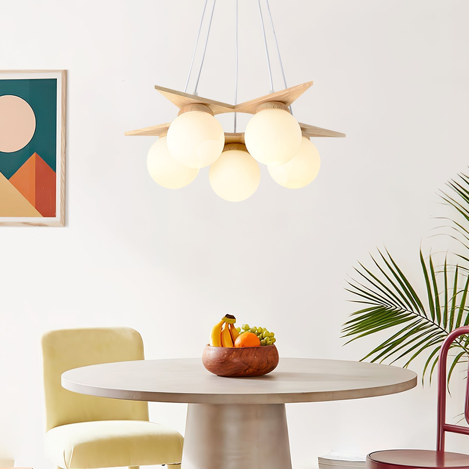 Zothaus Premium Nordic Star Glass Wooden Chandelier - Letslighting