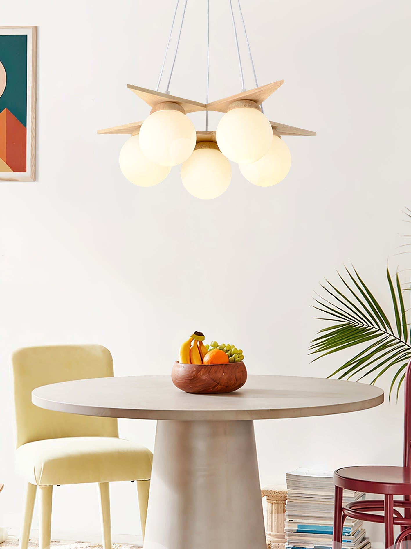 Zothaus Premium Nordic Star Glass Wooden Chandelier - Letslighting