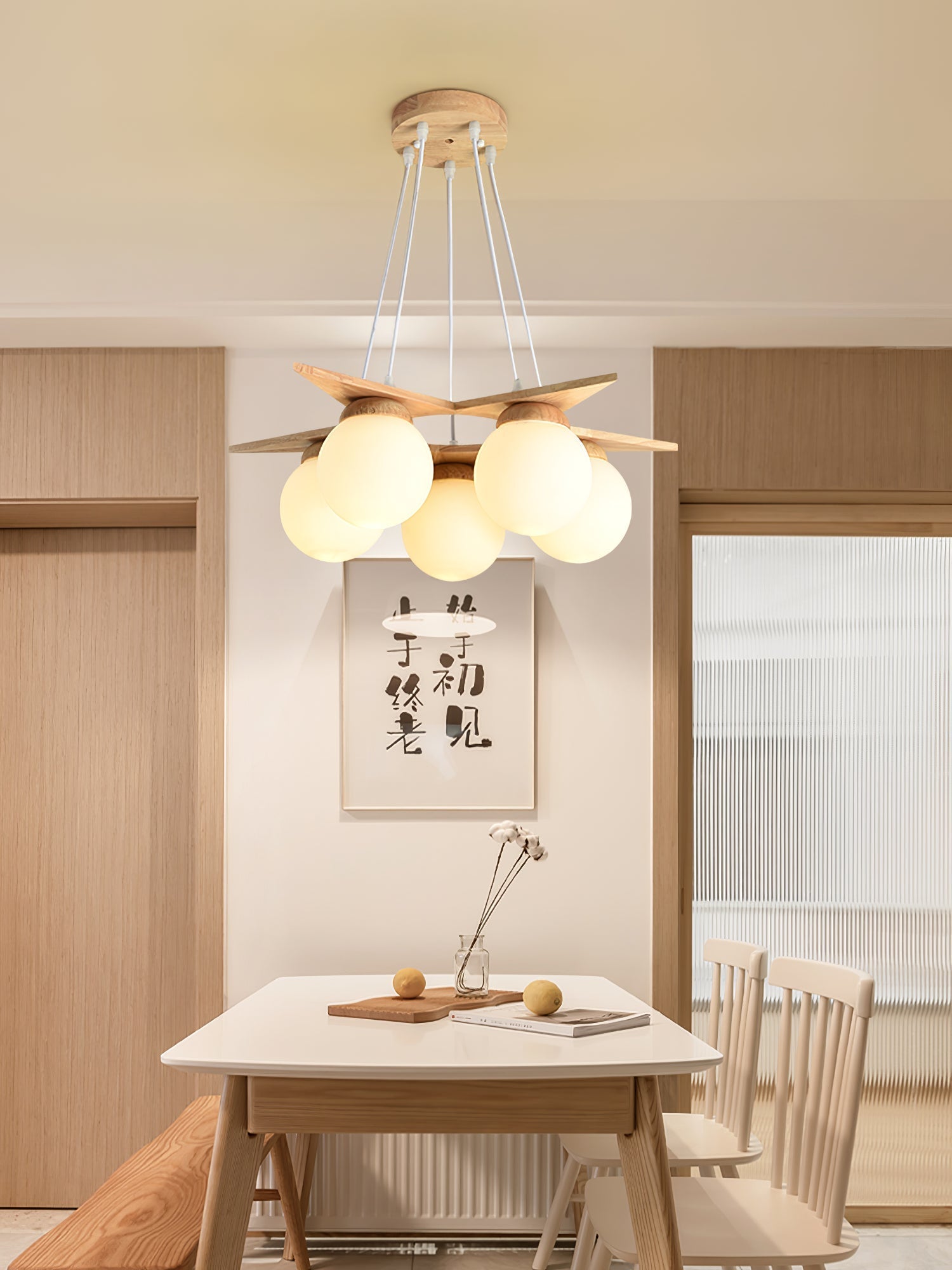 Zothaus Premium Nordic Star Glass Wooden Chandelier - Letslighting