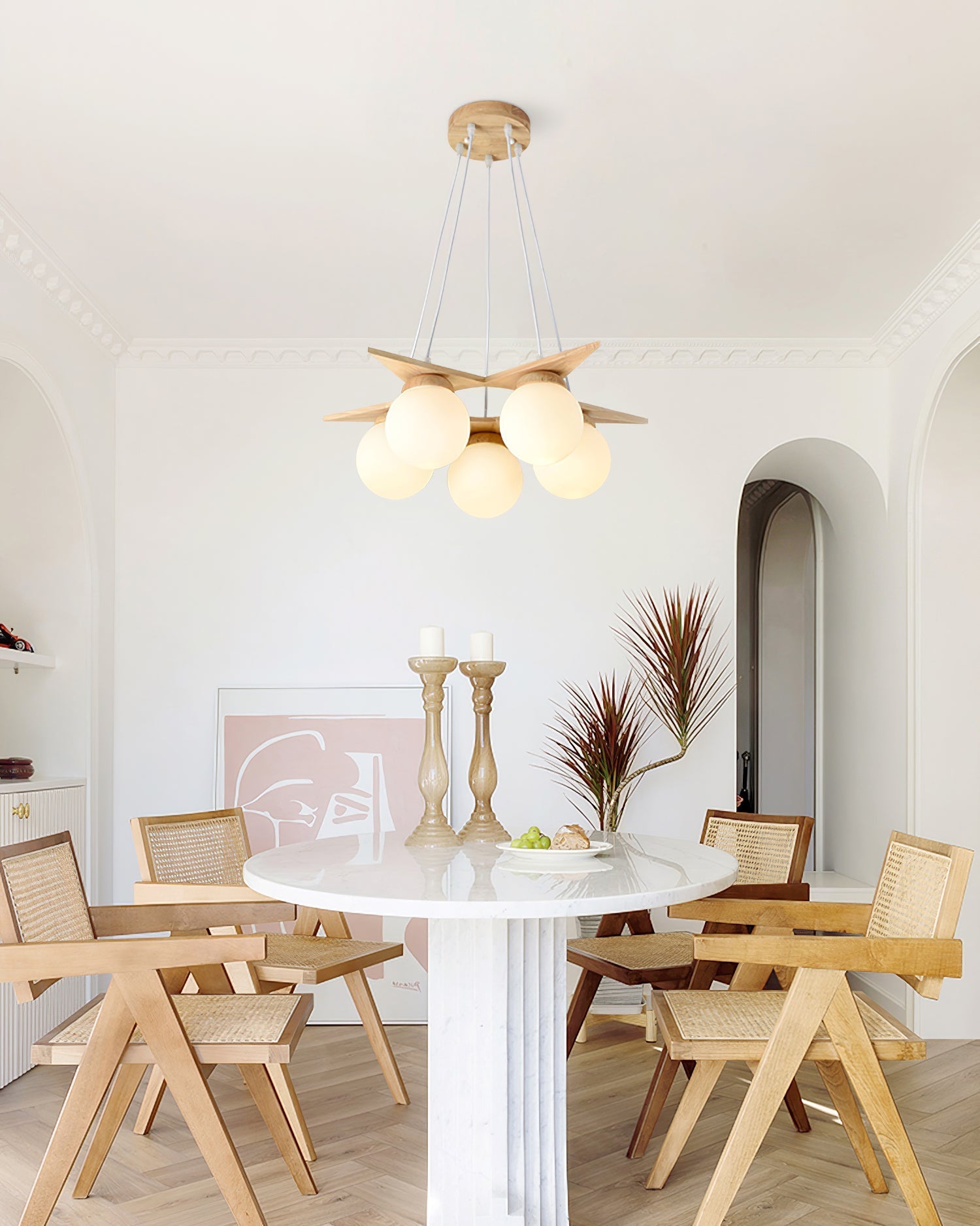 Zothaus Premium Nordic Star Glass Wooden Chandelier - Letslighting