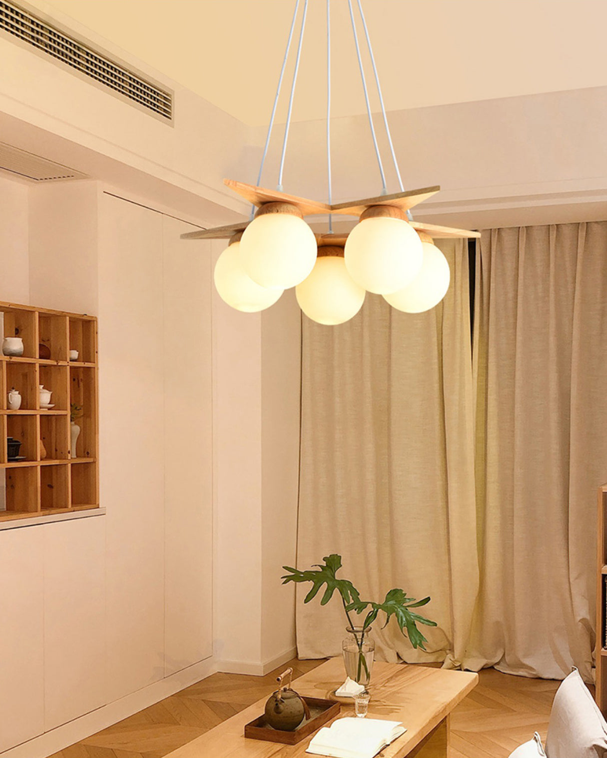 Zothaus Premium Nordic Star Glass Wooden Chandelier - Letslighting