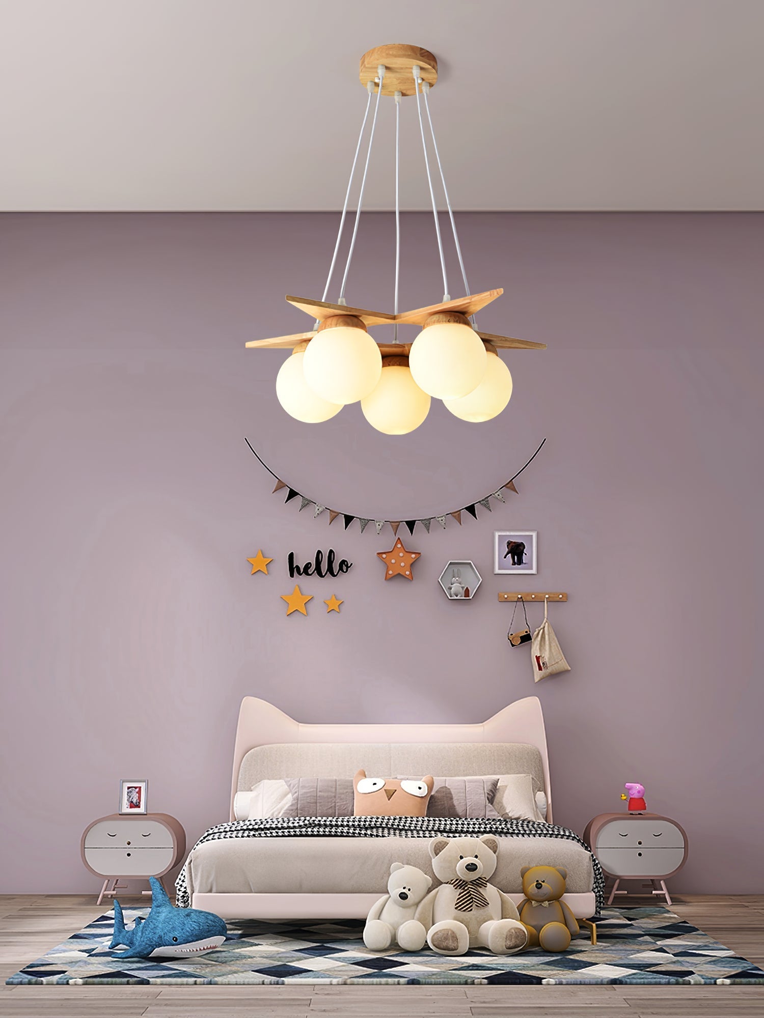 Zothaus Premium Nordic Star Glass Wooden Chandelier - Letslighting
