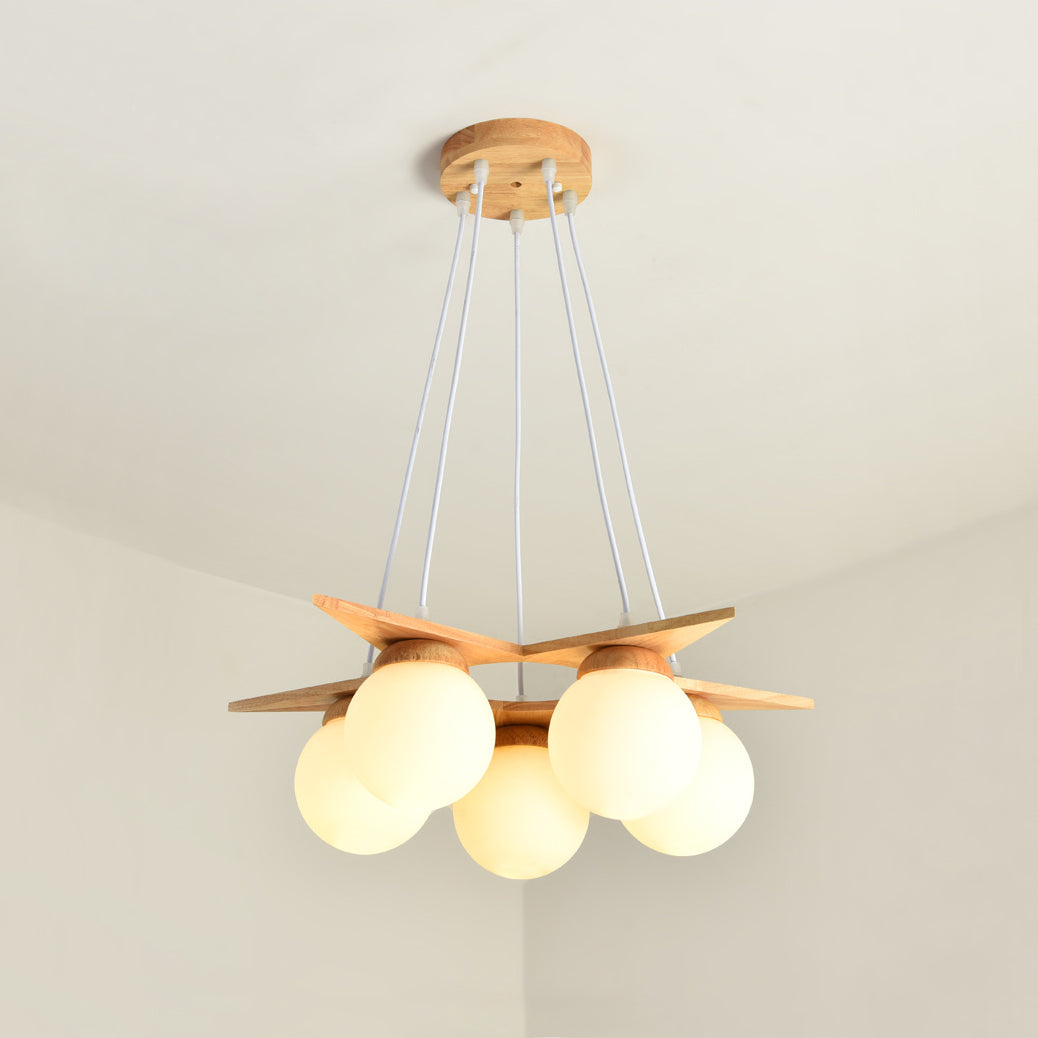 Zothaus Premium Nordic Star Glass Wooden Chandelier - Letslighting