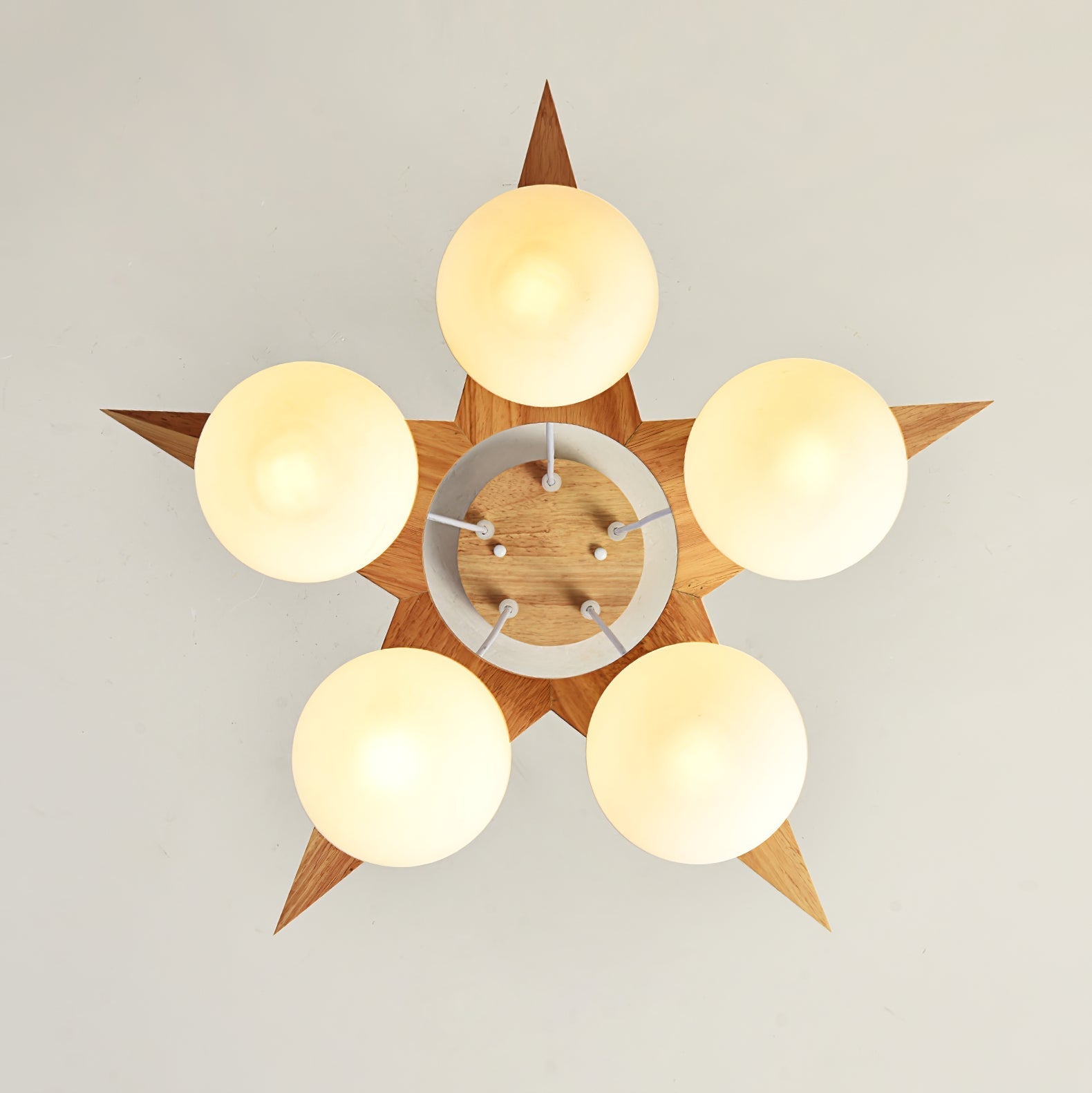 Zothaus Premium Nordic Star Glass Wooden Chandelier - Letslighting