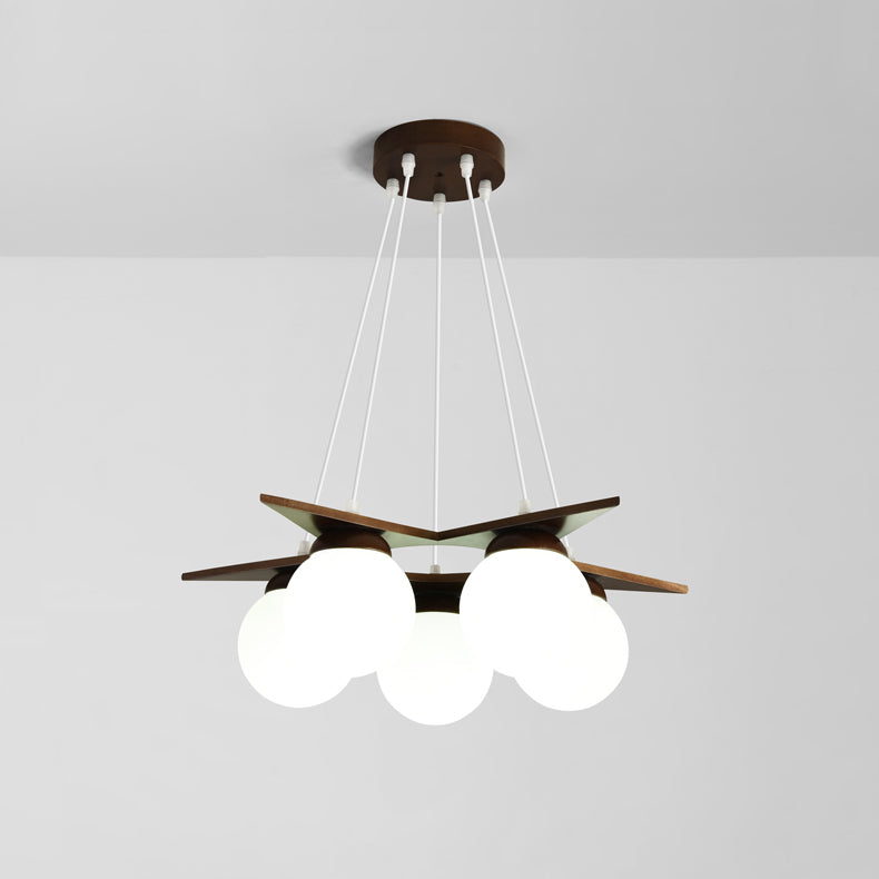 Zothaus Premium Nordic Star Glass Wooden Chandelier - Letslighting