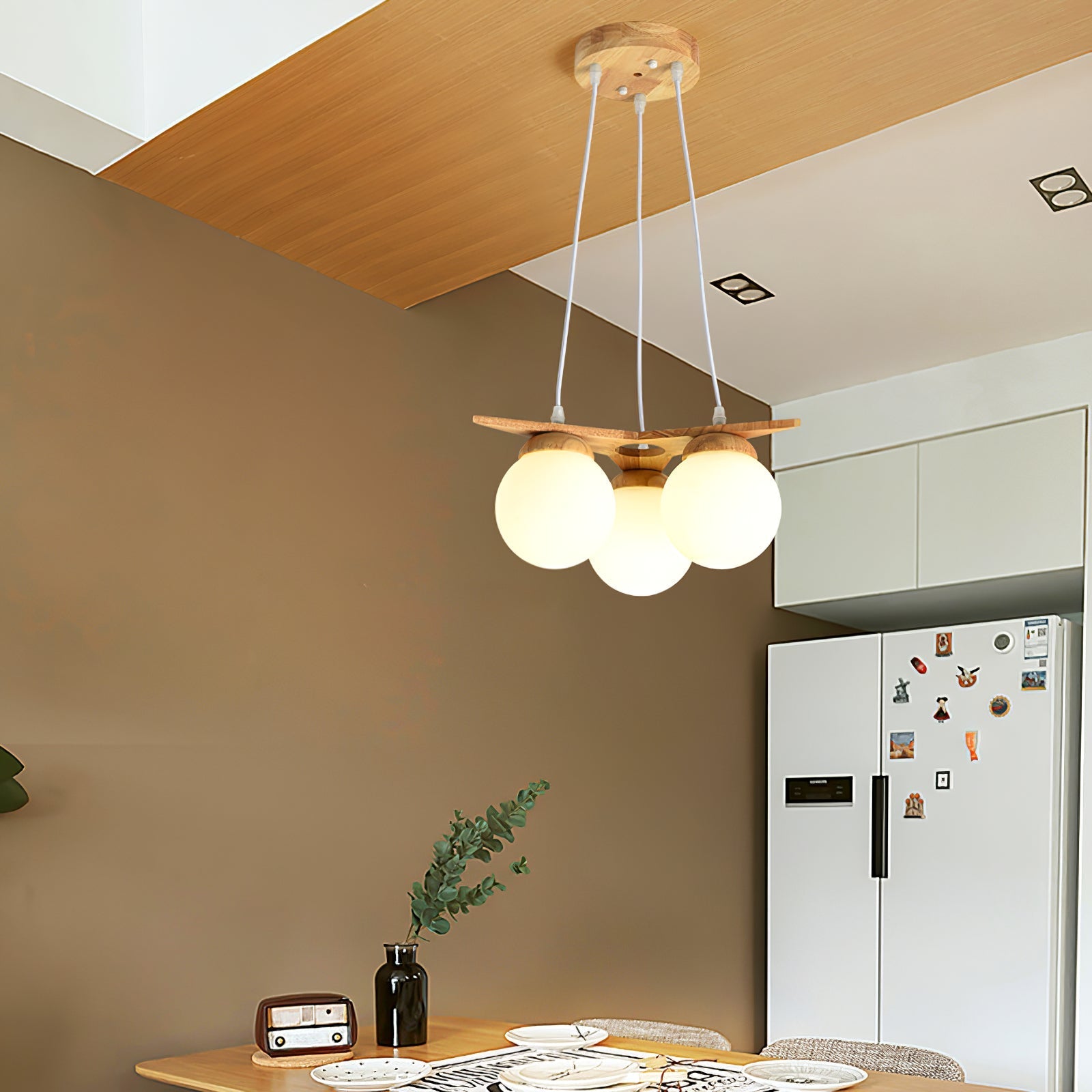 Zothaus Premium Nordic Star Glass Wooden Chandelier - Letslighting