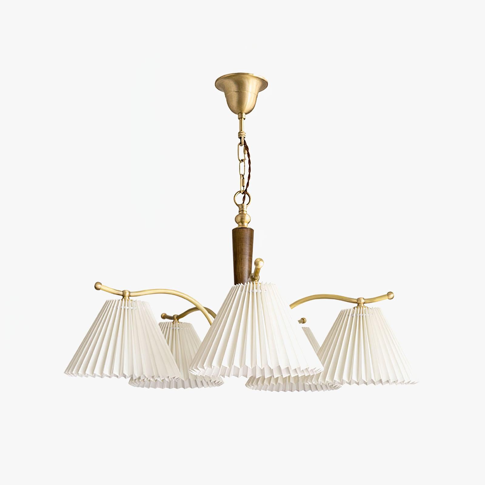 Lustra Chandelier Brass Pleated Shade Classic - Letslighting