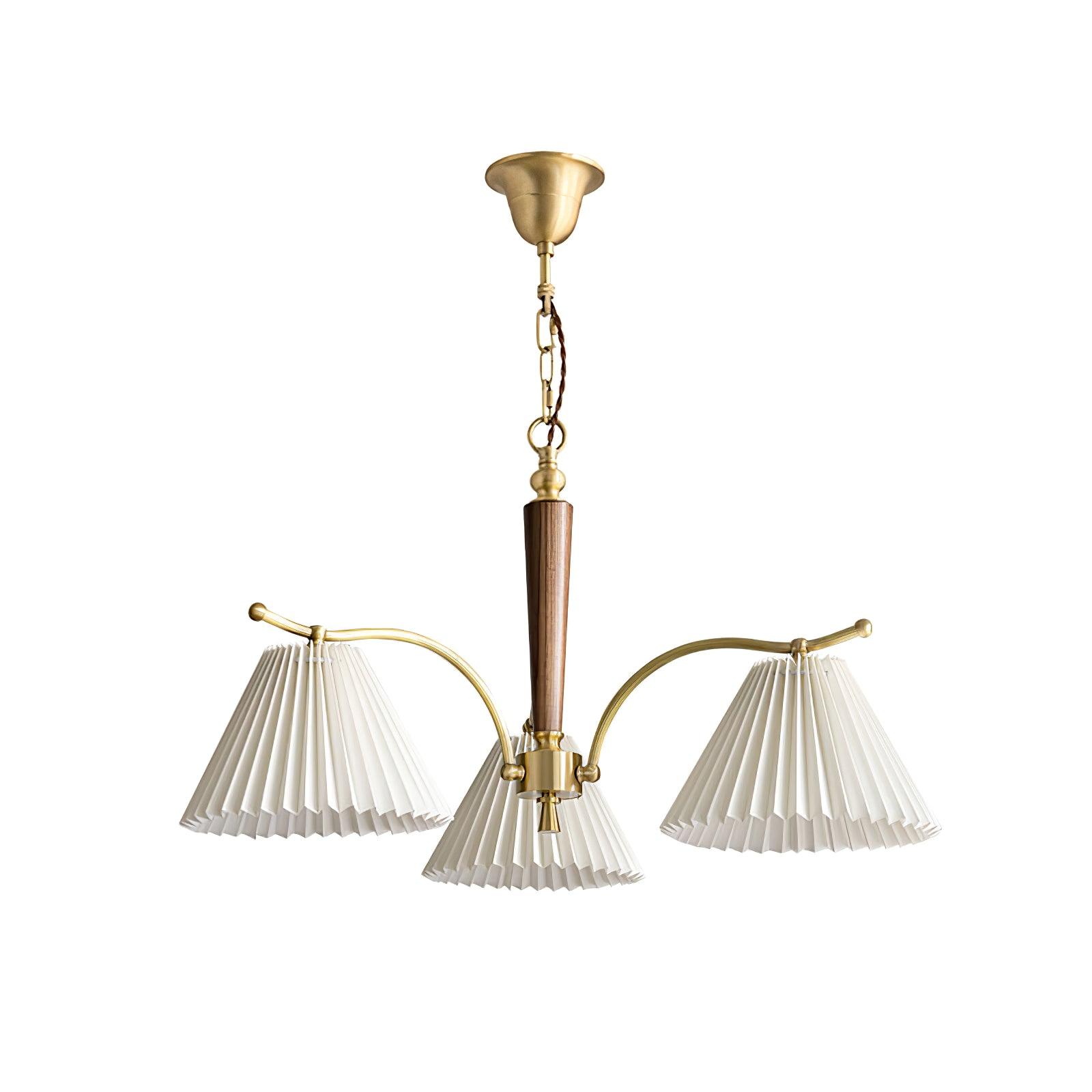 Lustra Chandelier Brass Pleated Shade Classic - Letslighting
