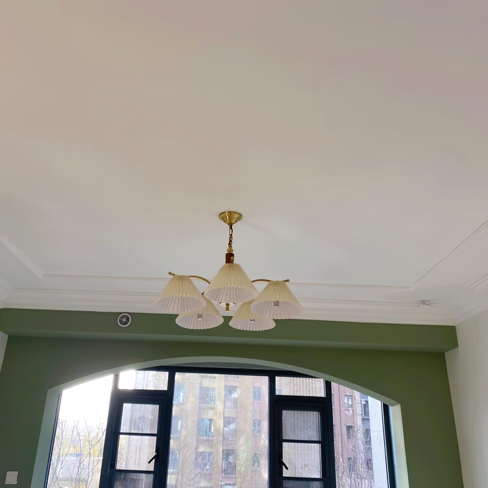 Lustra Chandelier Brass Pleated Shade Classic - Letslighting