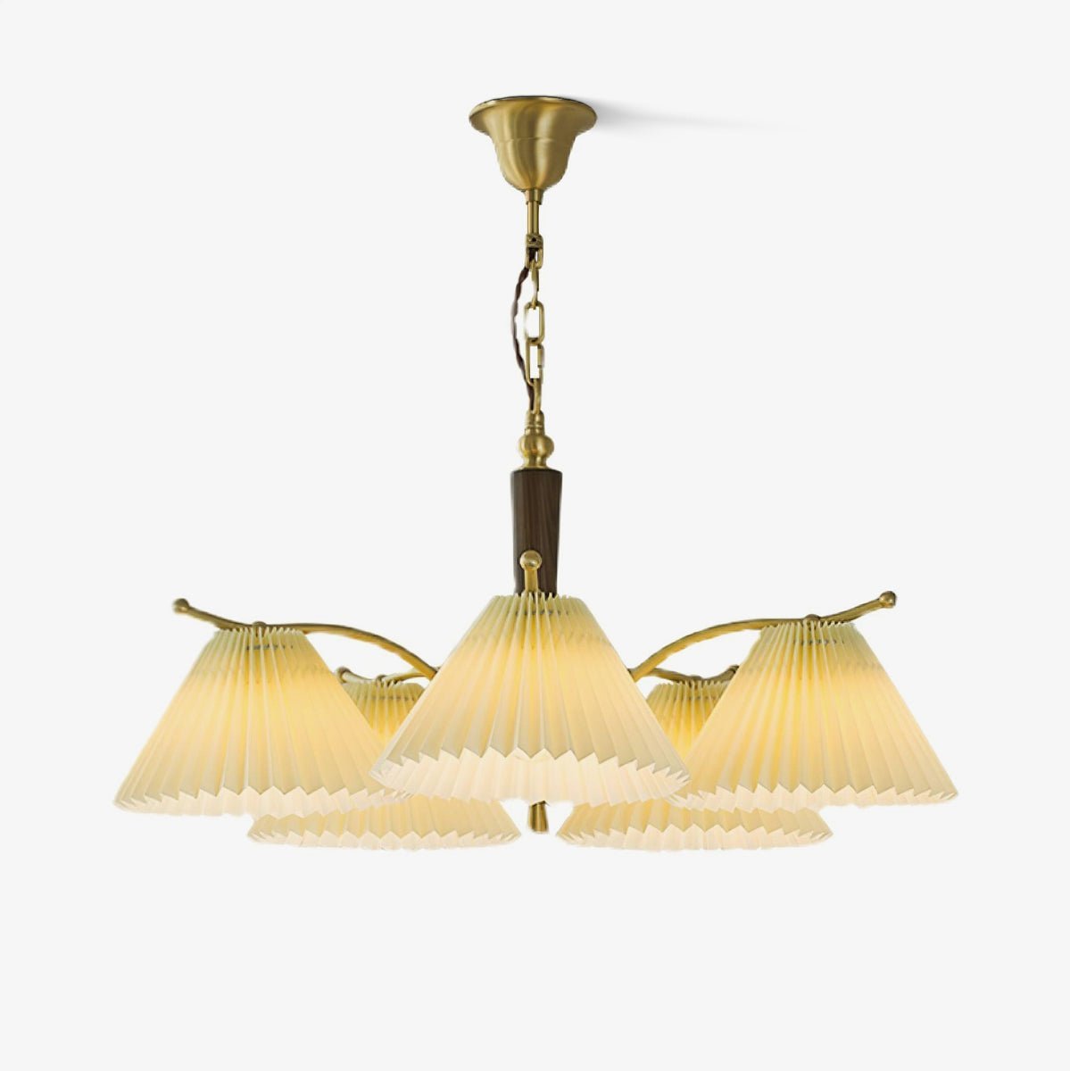 Lustra Chandelier Brass Pleated Shade Classic - Letslighting
