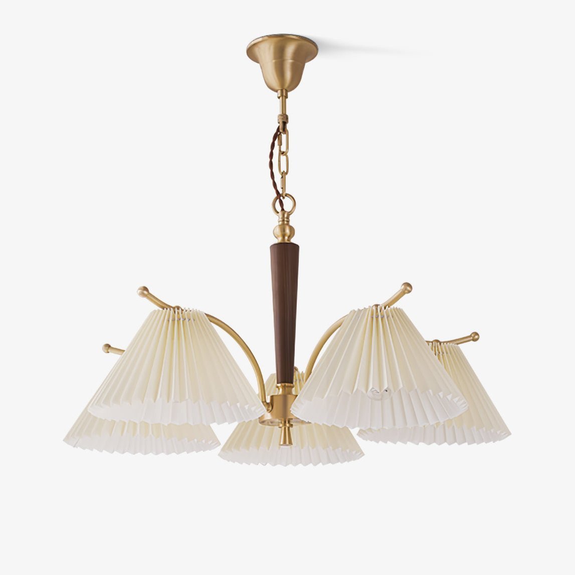Lustra Chandelier Brass Pleated Shade Classic - Letslighting