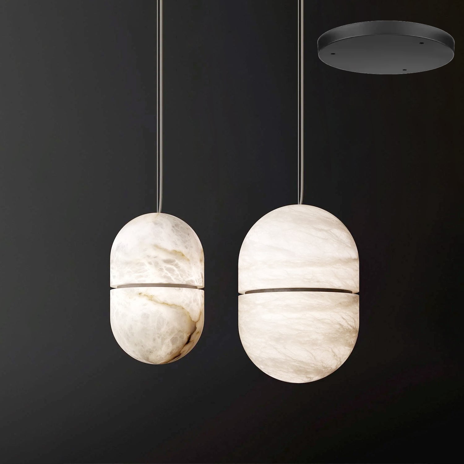 Strata Alabaster Pendant Light Capsule-shaped - Letslighting
