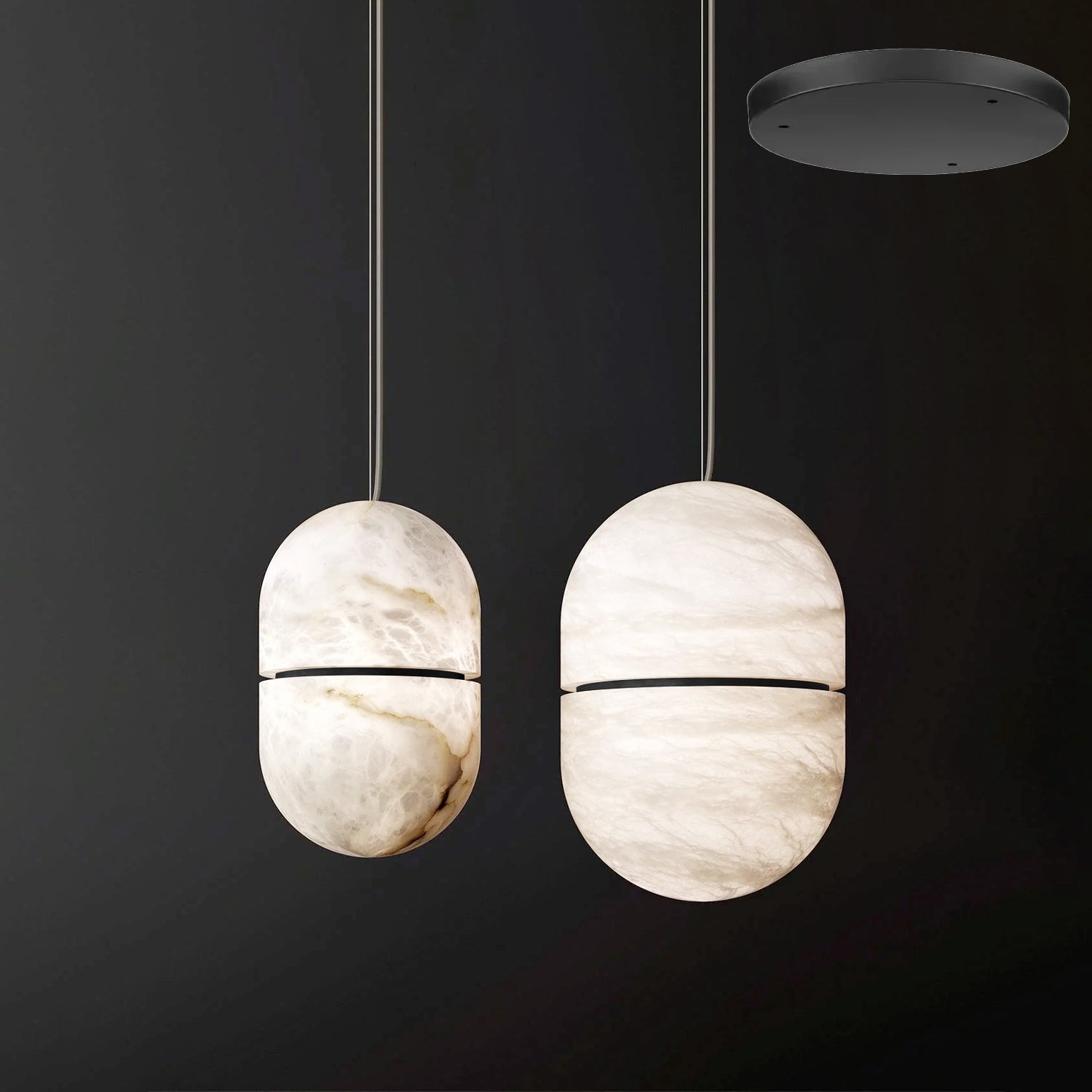Strata Alabaster Pendant Light Capsule-shaped - Letslighting