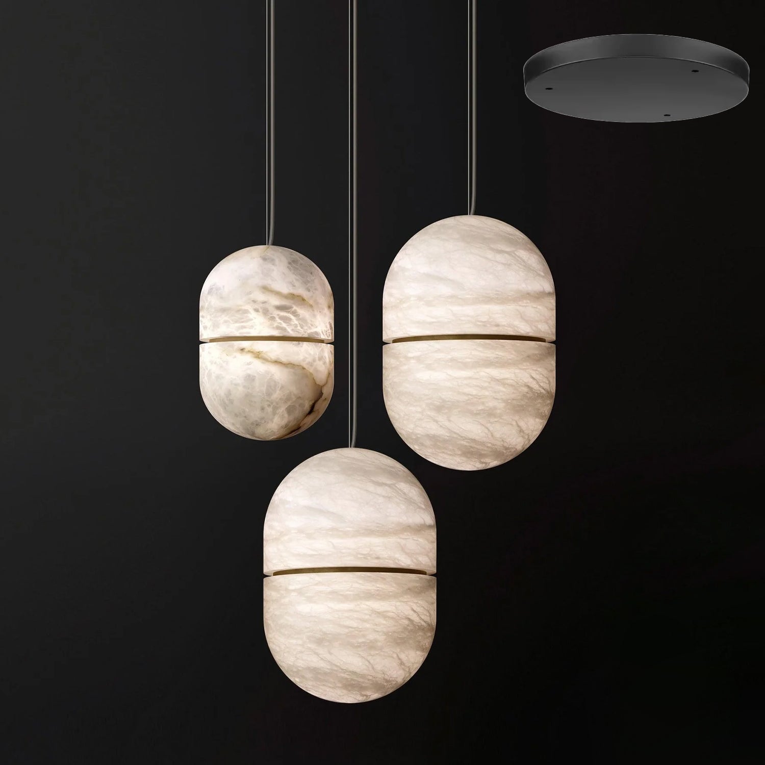 Strata Alabaster Pendant Light Capsule-shaped - Letslighting
