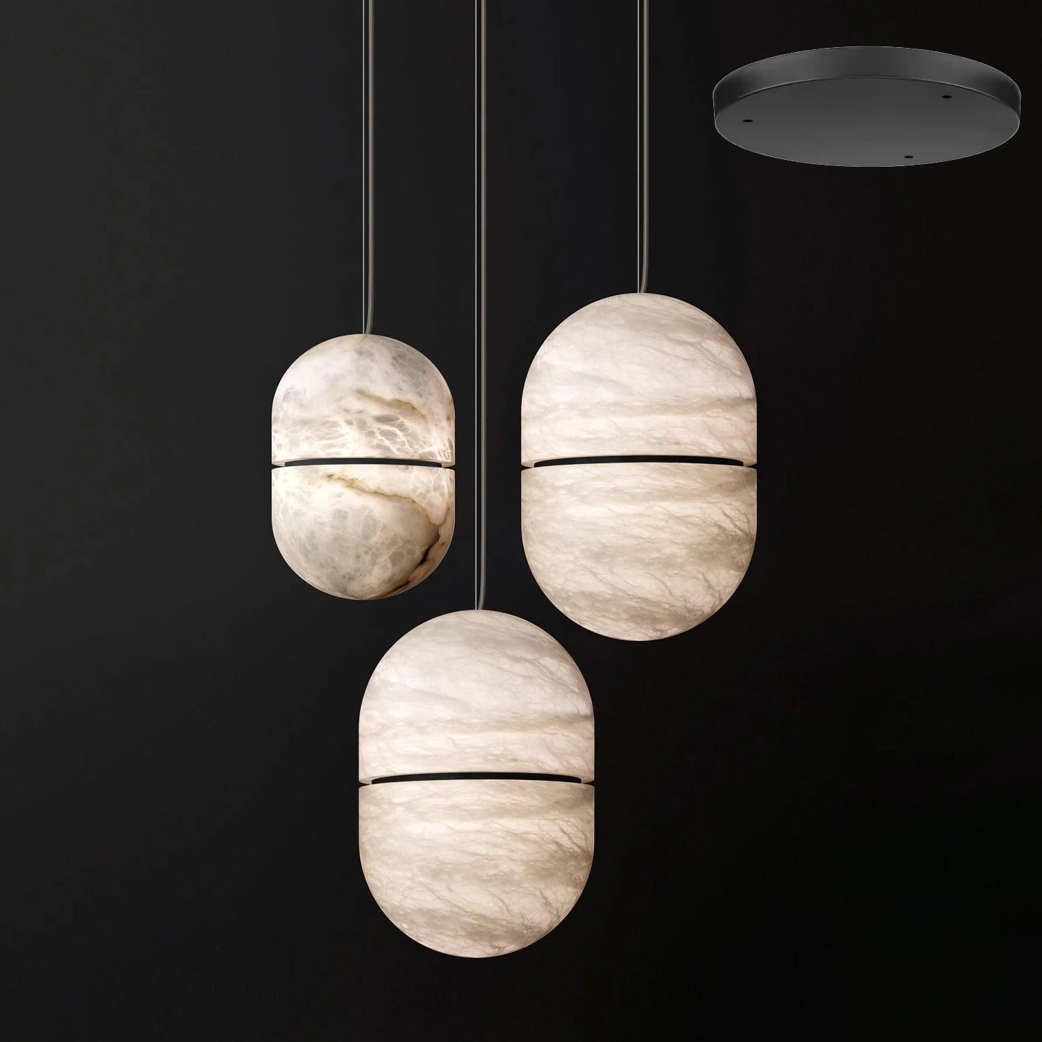 Strata Alabaster Pendant Light Capsule-shaped - Letslighting